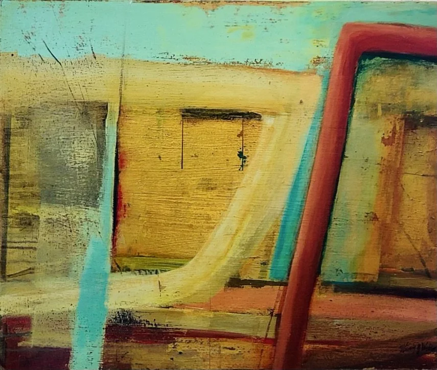 Language, 20" x 24", acrylic, gold leaf on panel