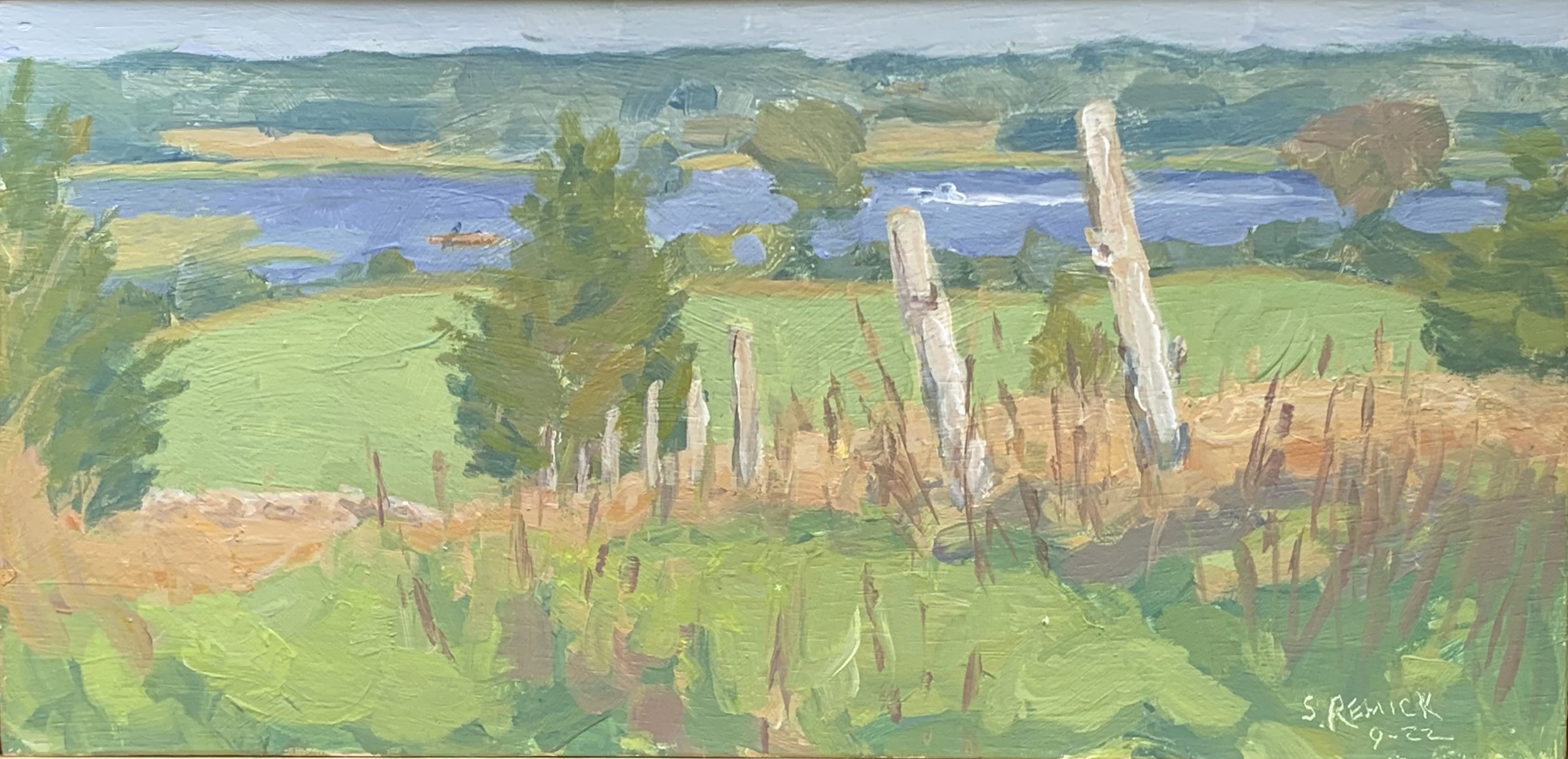 Stephen Remick Fence Line to the River Acylic on wood panel 8" x 16" $400