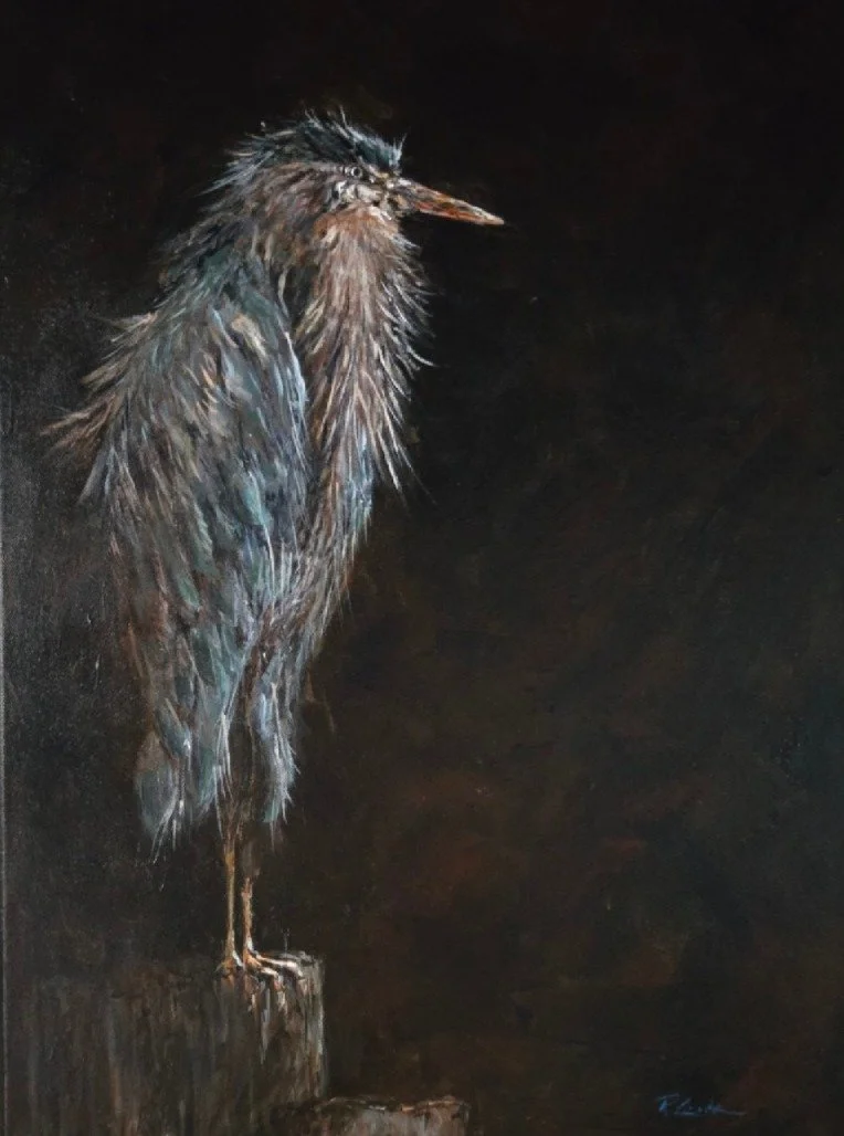 P-Town Heron, 18" x 24", oil on canvas