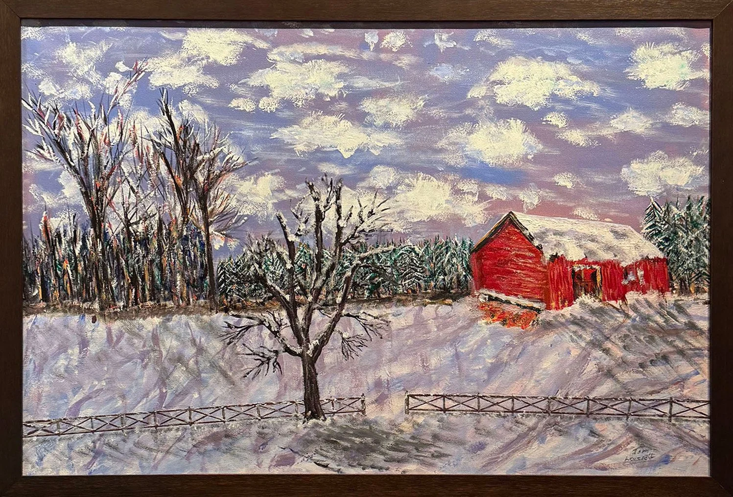 Winter Barn, 26.500" x 38.500" x 1.125", acrylic