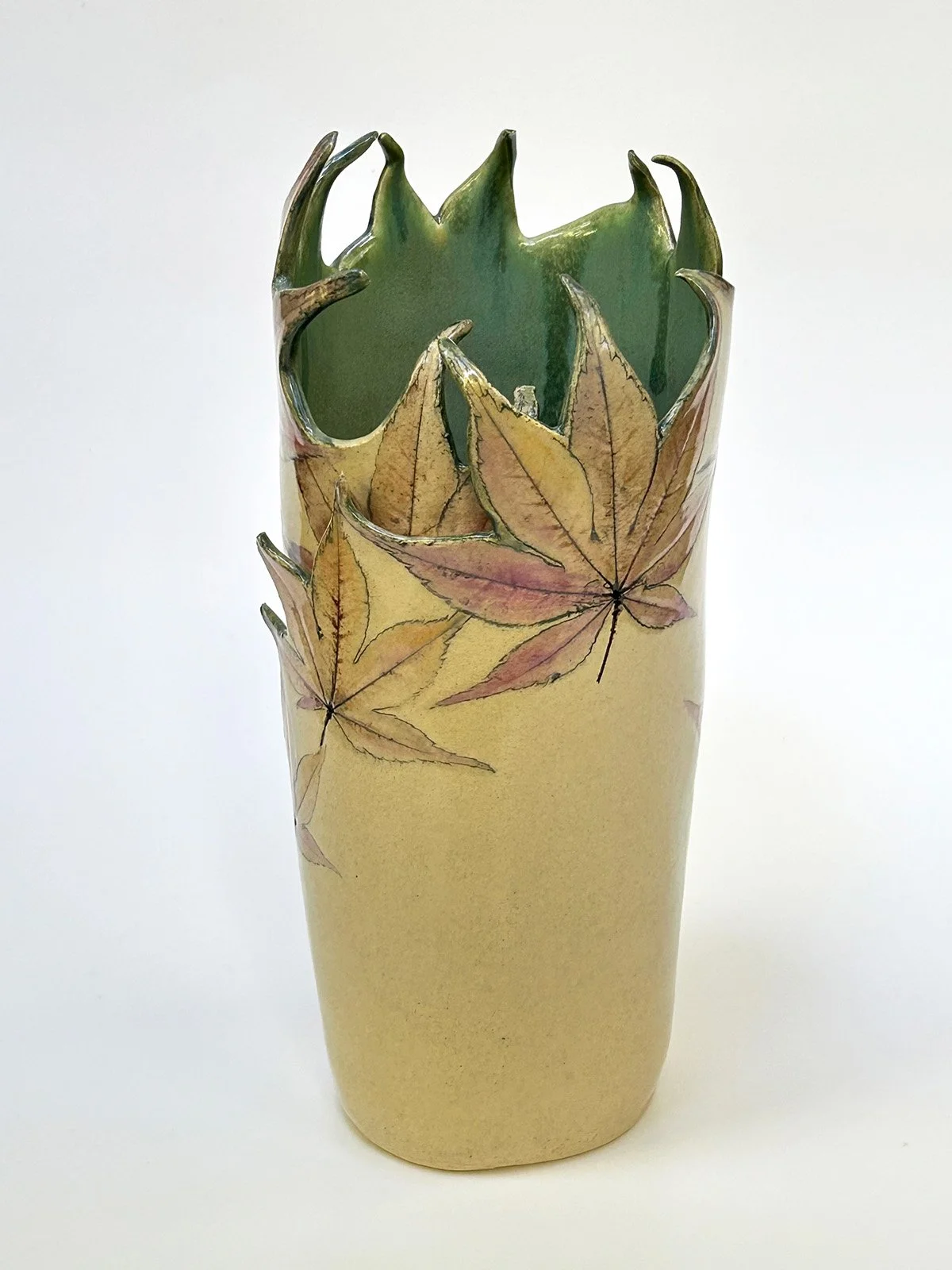 Japanese Maple Wrap Vase, 8", stoneware