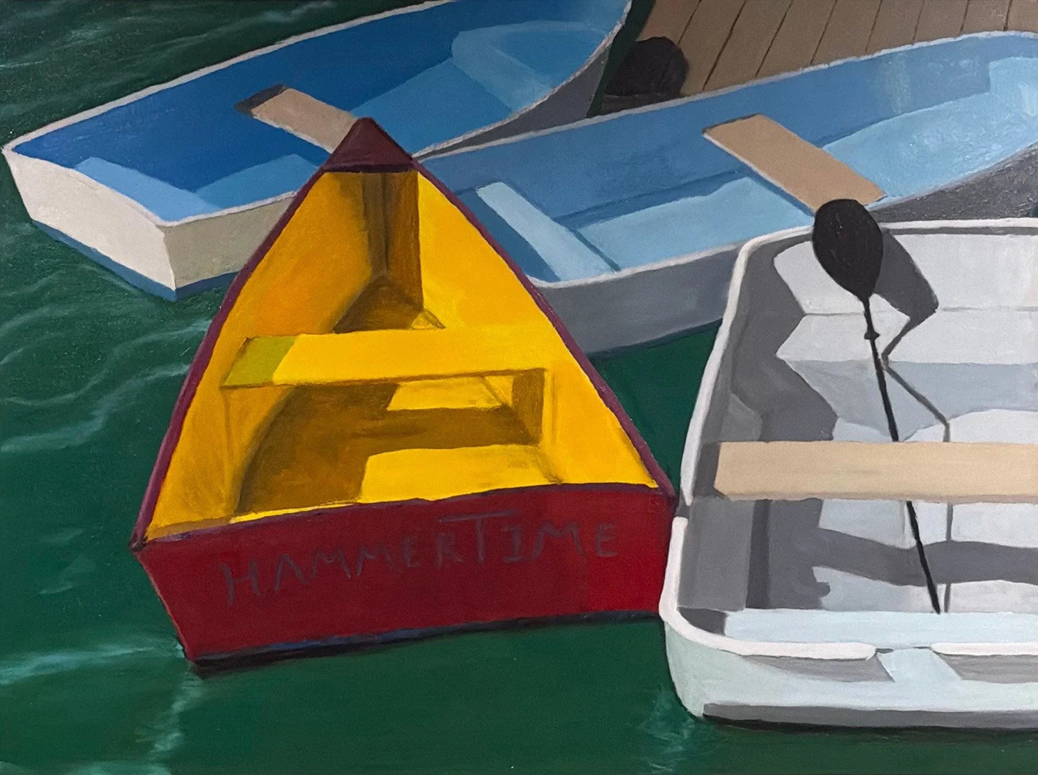 Docked Dinghies, 36" x 48", oil