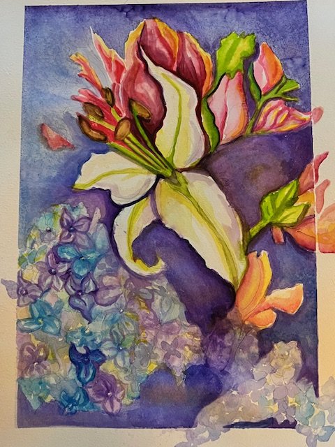Spring Bouquet, 18" x 22", watercolor