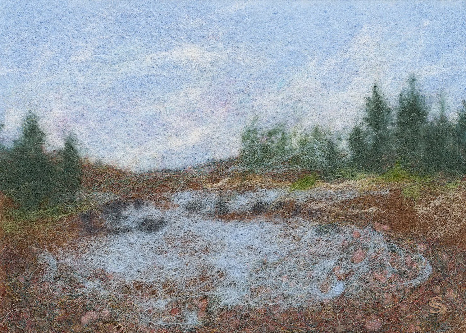 Tidal Pools, 7" x 5", felted wool