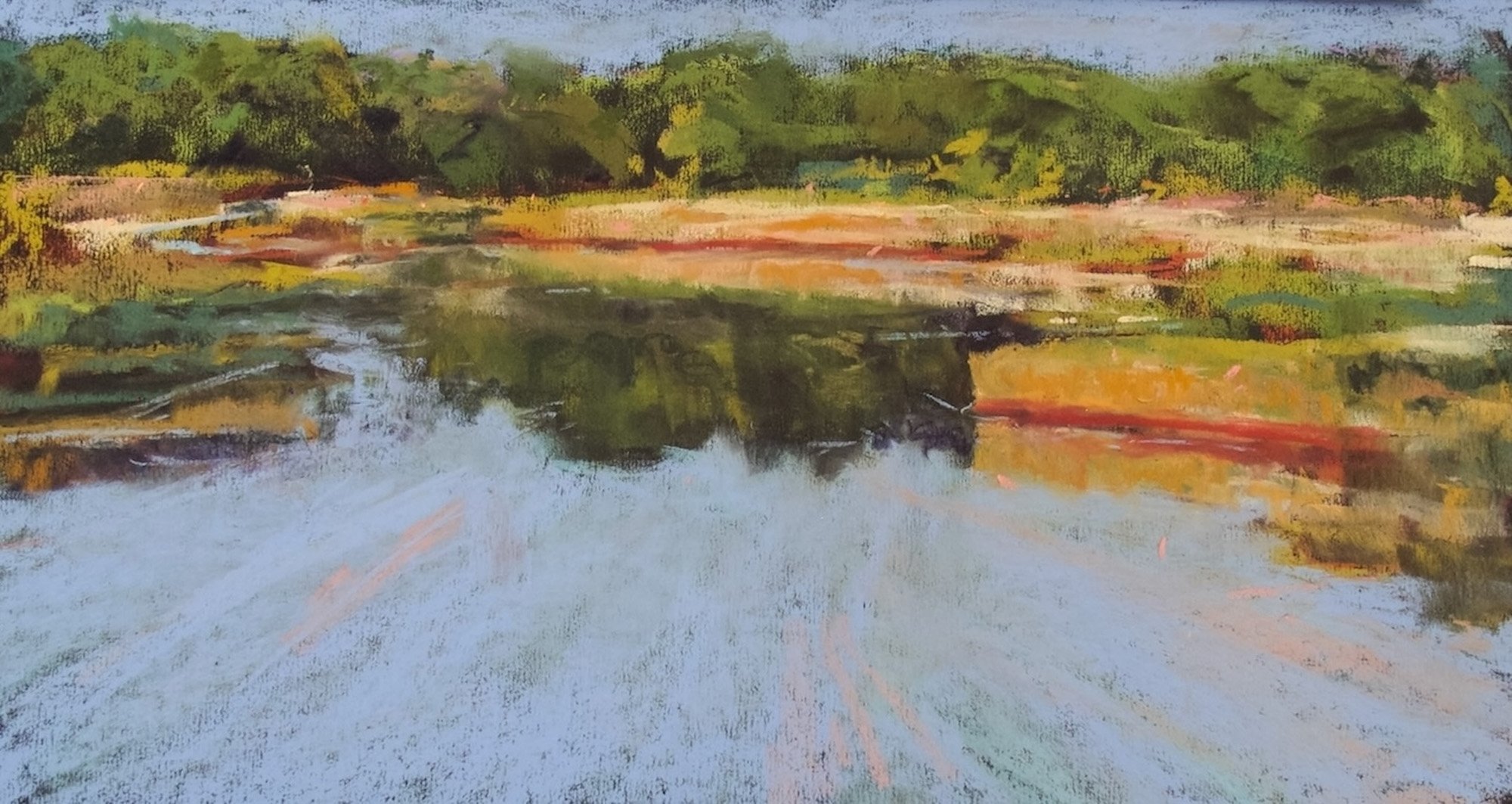 Evening Marsh, 9" x 18", pastel