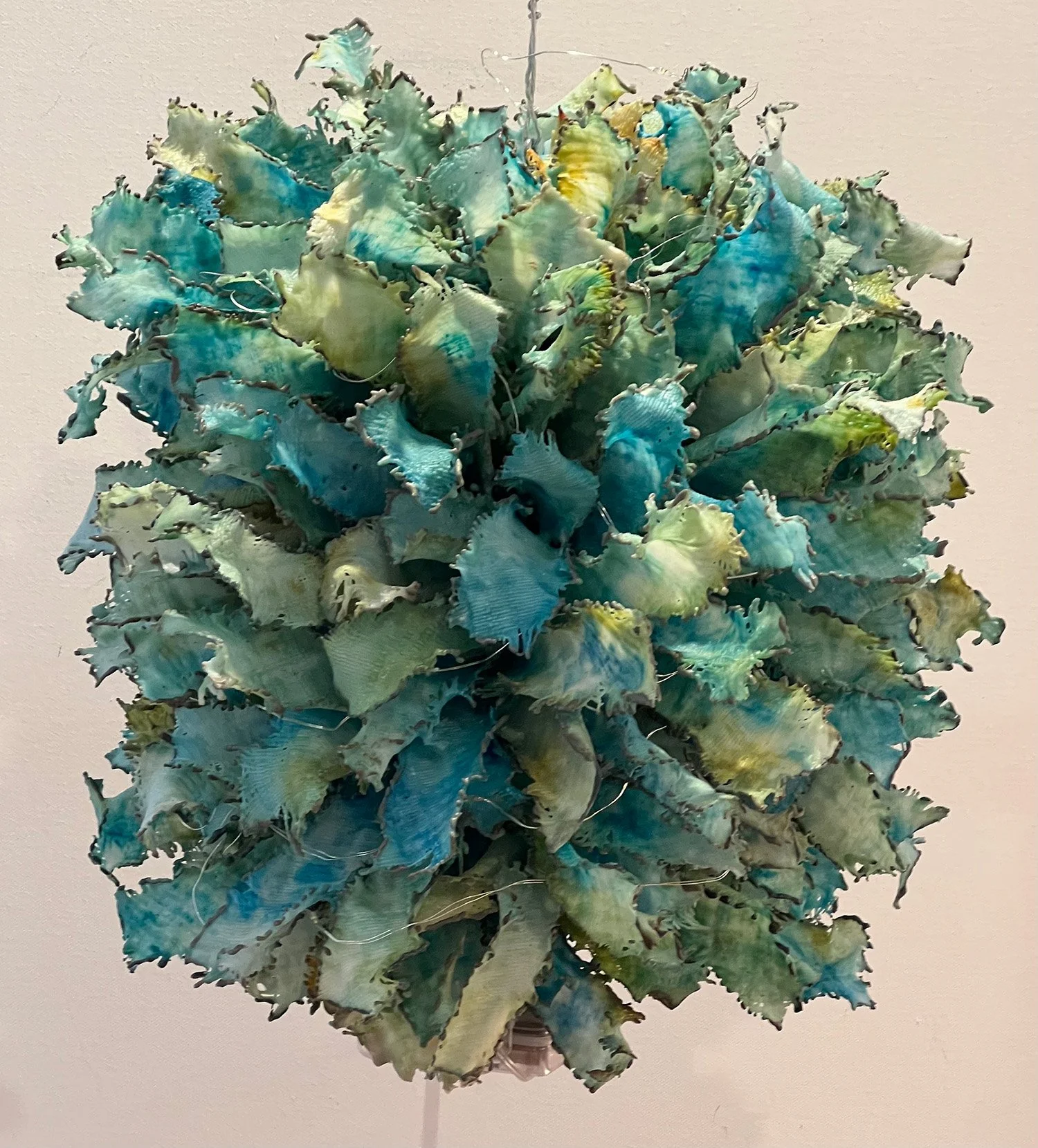 Winter Moon Dance, 12" x 12", encaustic and fabric