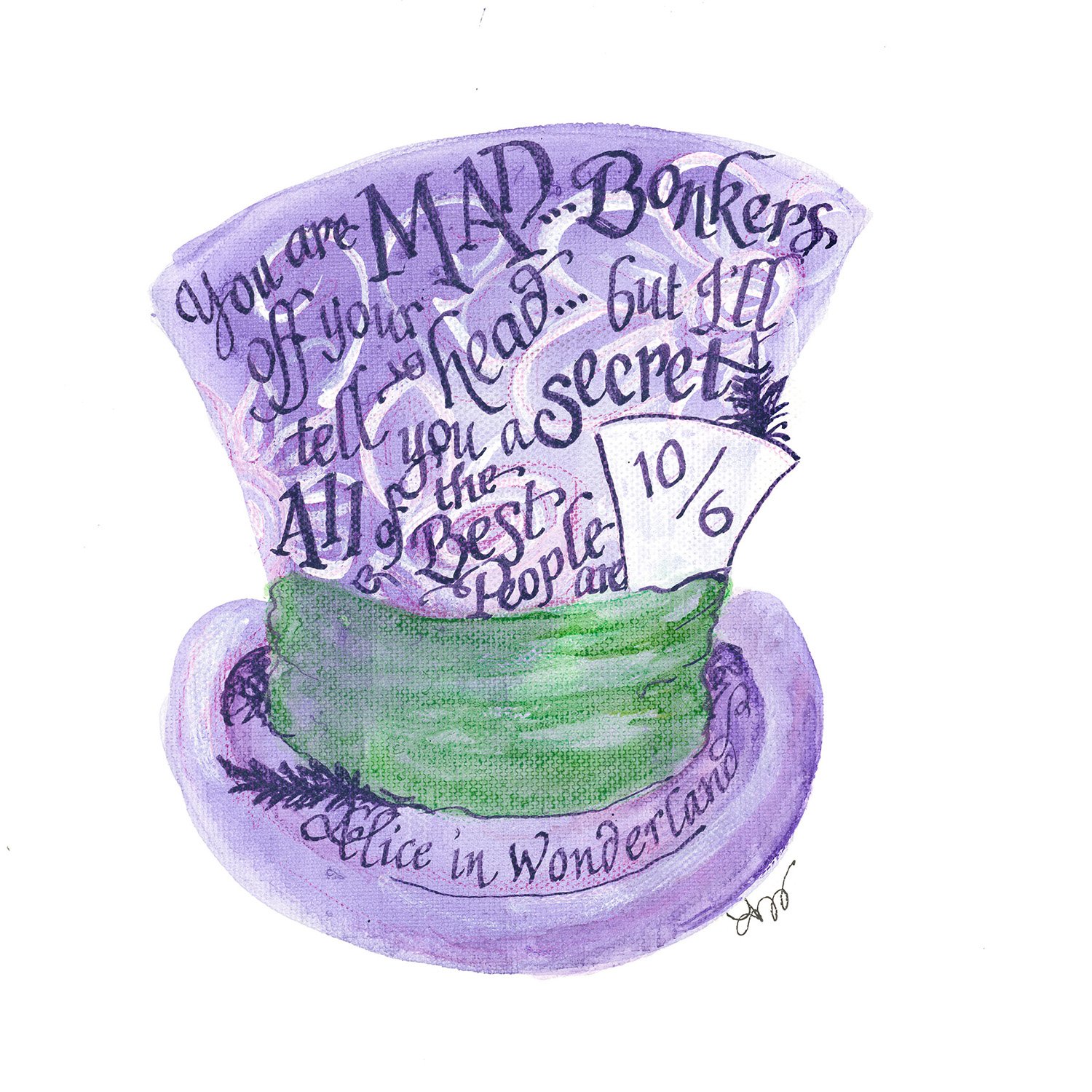 Mad Hatter, 8" x 10", gouache