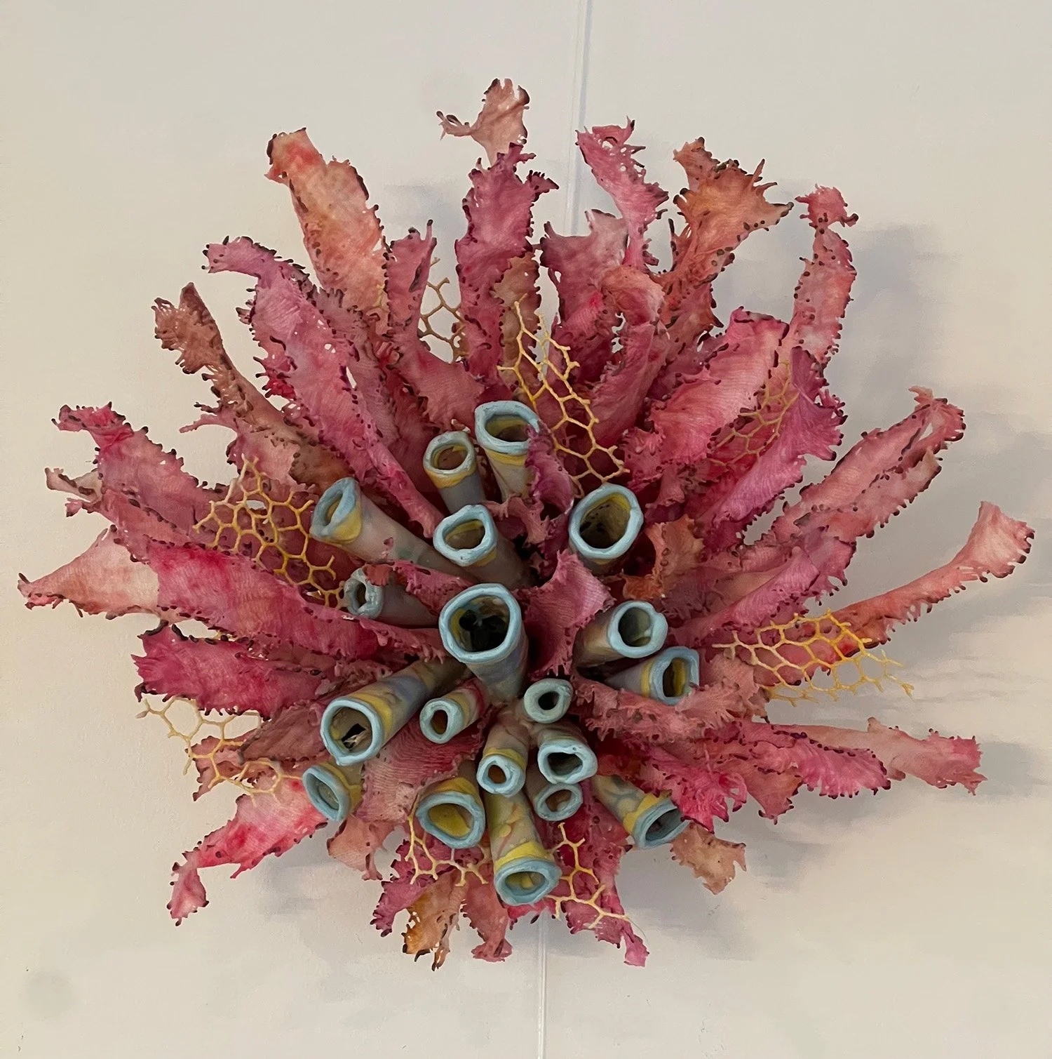 Surprise, 12" x 12" , encaustic and fabric