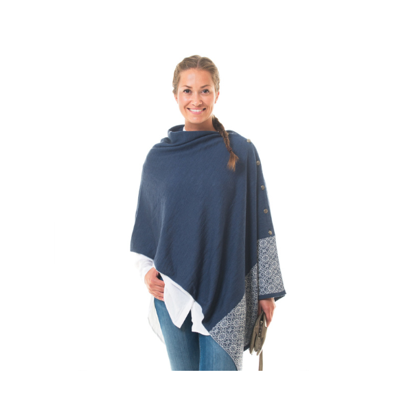Knitwear and Accessories Briksdal Reversible Denim Blue Wool Poncho Lifestyle.png
