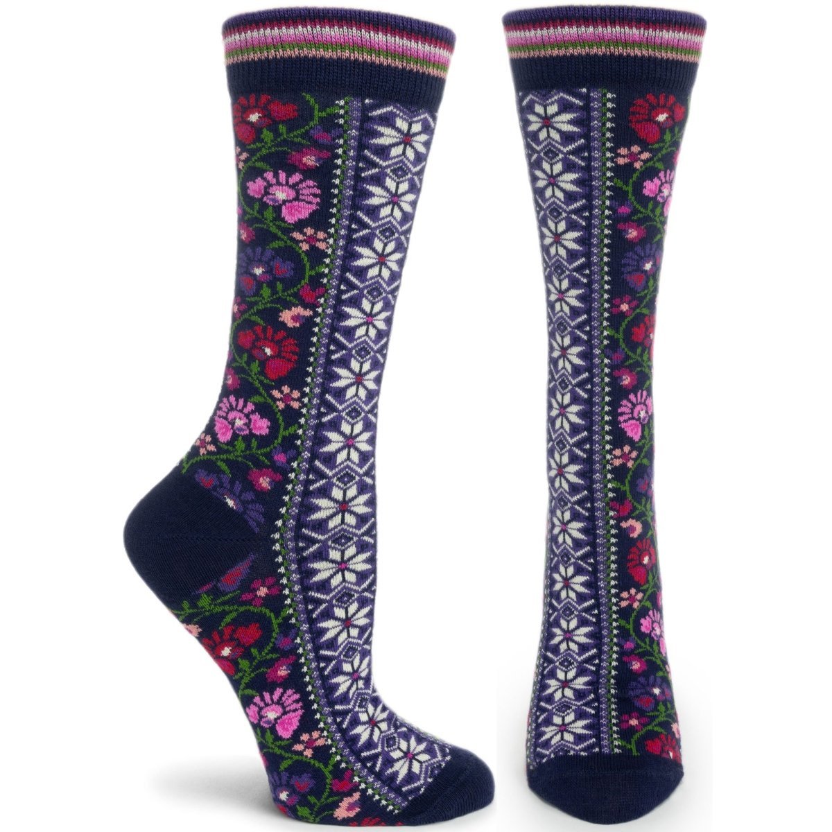 Ozone Floral Ribbon Sock - Violet