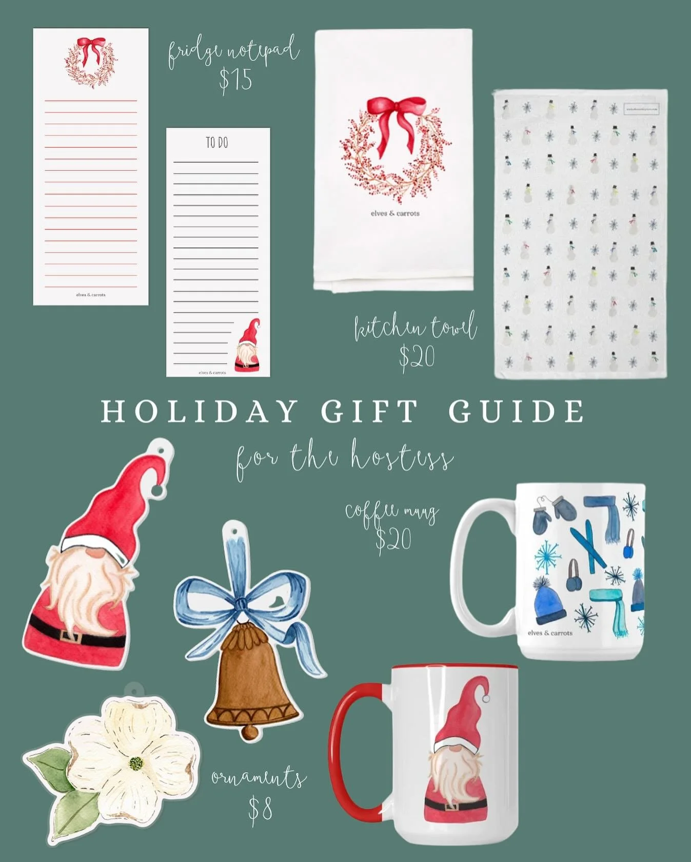 Holiday parties are in full swing! And we have that perfect lil something for the host to say thank you. Shop our tea towels, coffee mugs, note pads, and ornaments. Cheers, friends!