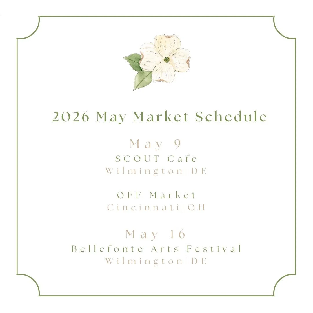 Hello Spring 🌸 Market Season! 

May is a busy month for markets! Enjoy the beautiful weather, support small businesses, and come say hello! 🤍