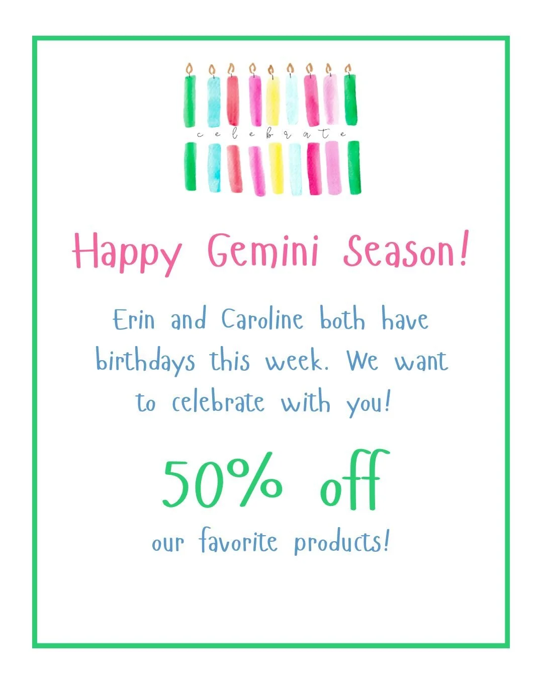 It&rsquo;s our birthday week!! We are celebrating with you 🎉 50% off our 6 favorite products!Cheers, friends! 🥂