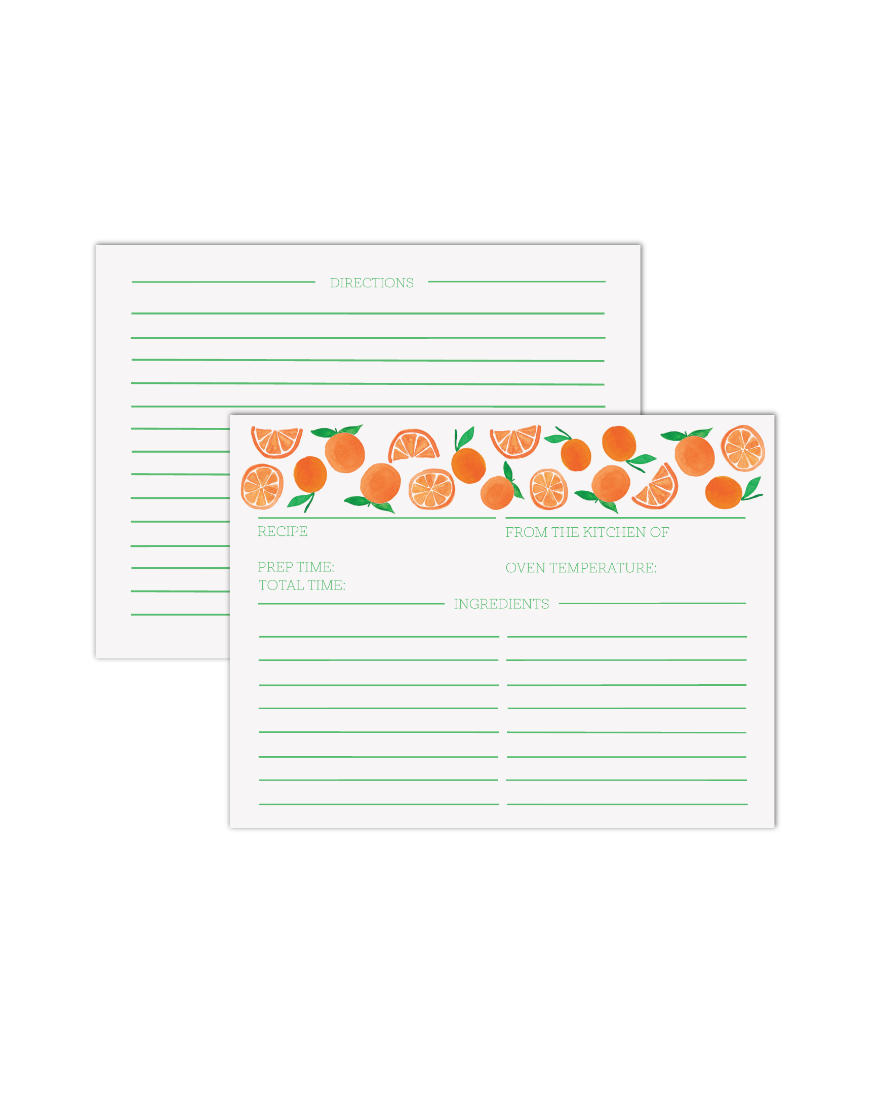 Orange Recipe Cards  - Set of 10