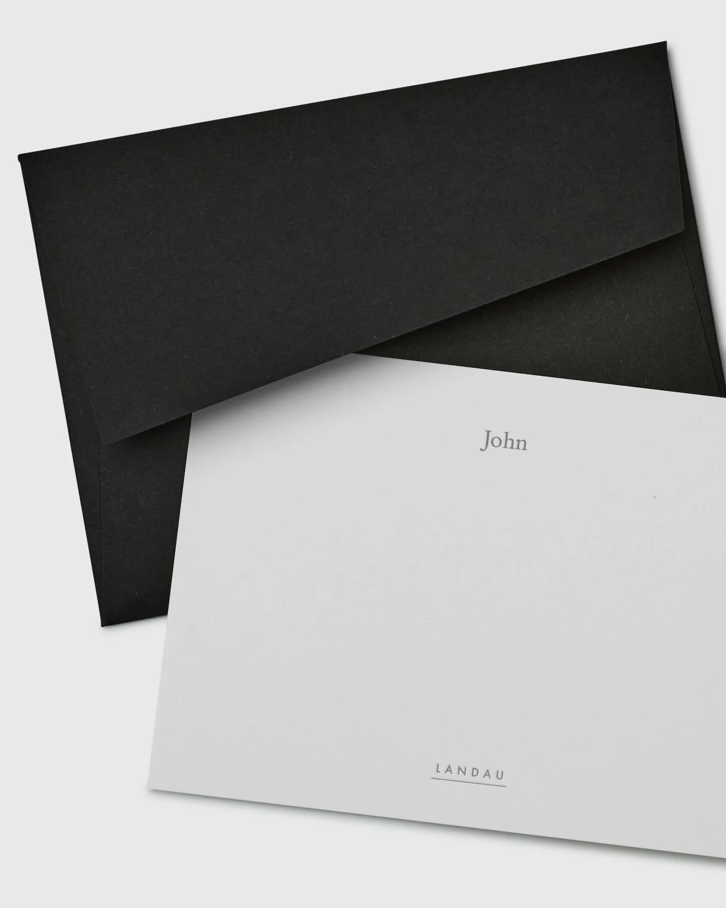 Somewhere, another John in Manhattan would have had strong feelings about this stationery. 

🤍

The Jordan &mdash; with silver letterpress on bright white with charcoal envelopes.