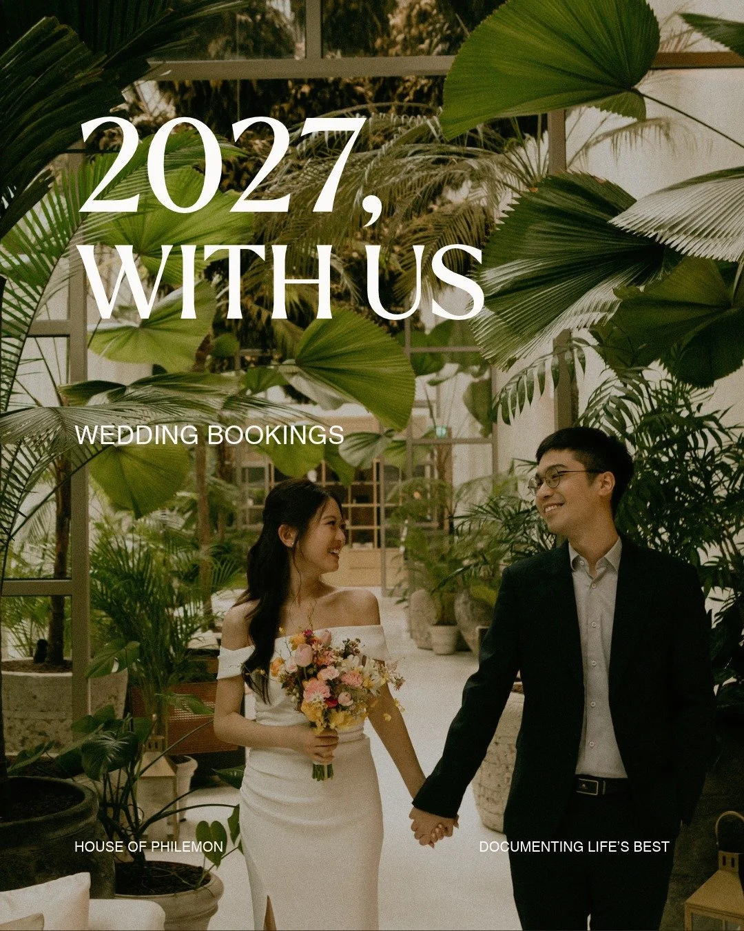 2027, with us.

getting married next year? we'd love to hear what you've got planned.

whether it's a church wedding, a small solemnisation, a full day with the family or a dinner with everyone you've ever known, we're here for it.

we offer photogra