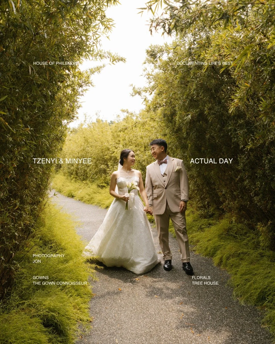 a little chaos looks rather good on them.

from their jc days to this garden wedding, tzenyi and minyee have had plenty of time to perfect the art of teasing each other.

so it seemed fitting that their wedding involved playful posing, a line of frie