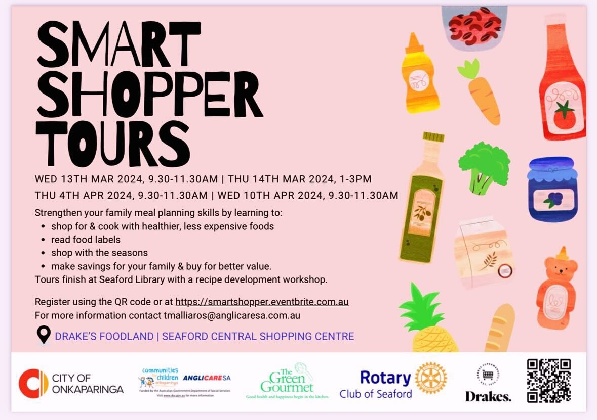 Do you have a family to feed and worry about rising food costs? 

Are you keen to learn how to shop for and cook with healthier, less expensive foods? 

The Green Gourmet has teamed-up with City of Onkaparinga and AnglicareSA Communities for Children