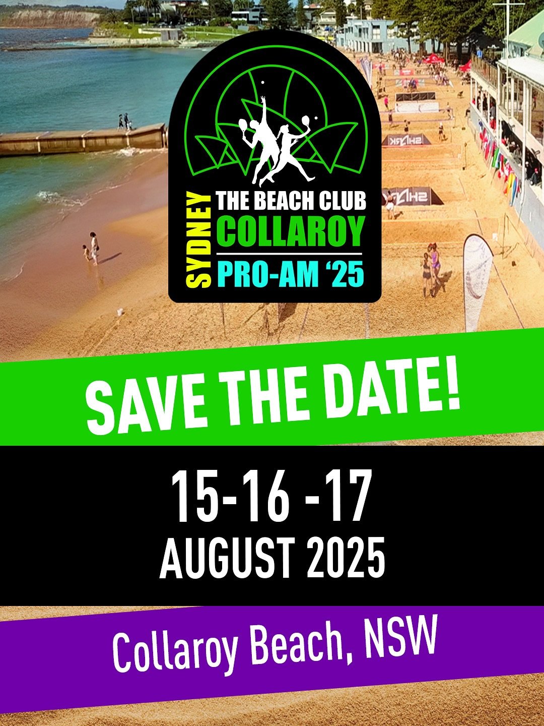 🎾 The Beach Club Collaroy Pro-Am &lsquo;25 🌴
August 15&ndash;17 &bull; Collaroy Beach

Join us for the biggest beach tennis event of the year! All levels welcome &ndash; from pros to first-timers. Expect exciting matches, epic prizes, good vibes, a