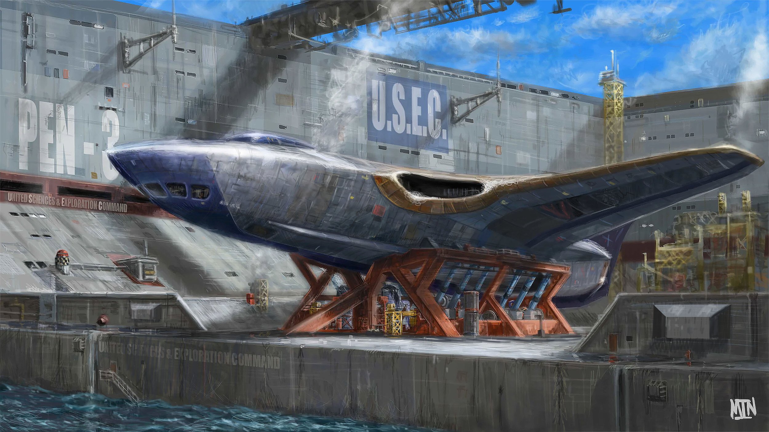 Excalibur in drydock. From 'Ultraquest' - an unproduced personal film project. 
Designed by Matthew Teevan