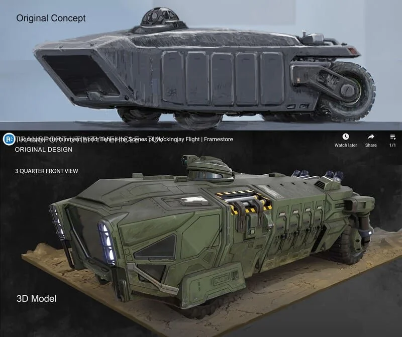 RAT vehicle -  concept design for  'Mockingjay Flight', a 'Hunger Games'   themed Dark Ride.  (CG model by Framestore)