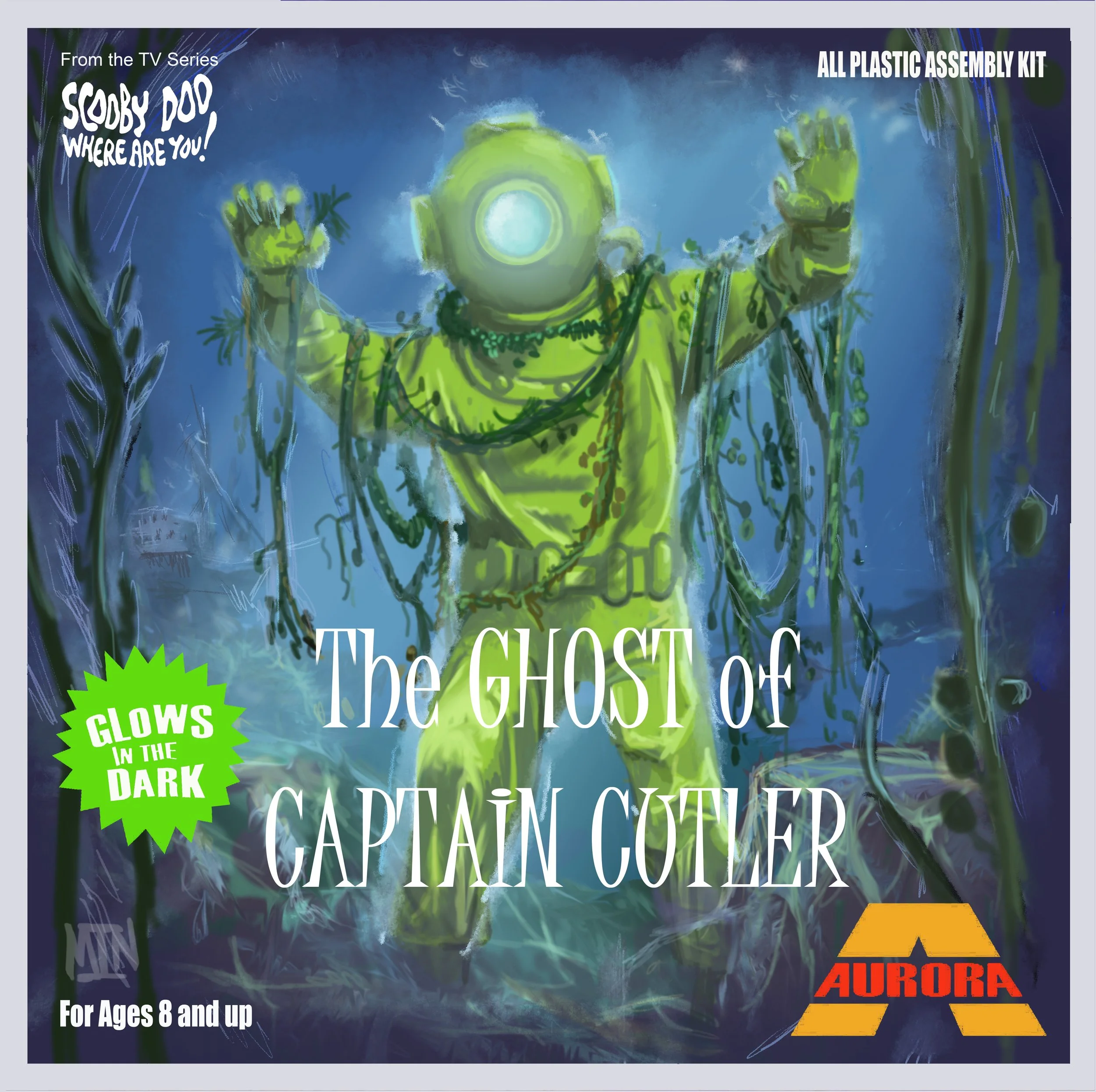 What If Fantasy Model Kit box art for a Scooby Doo monster in the style of the classic Aurora Monster kits. 