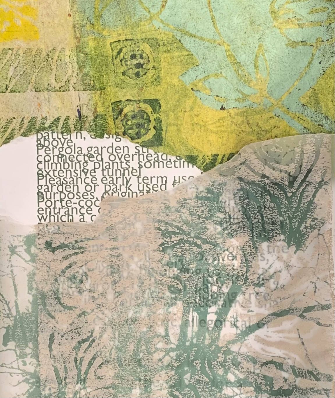 Collage of prints with text