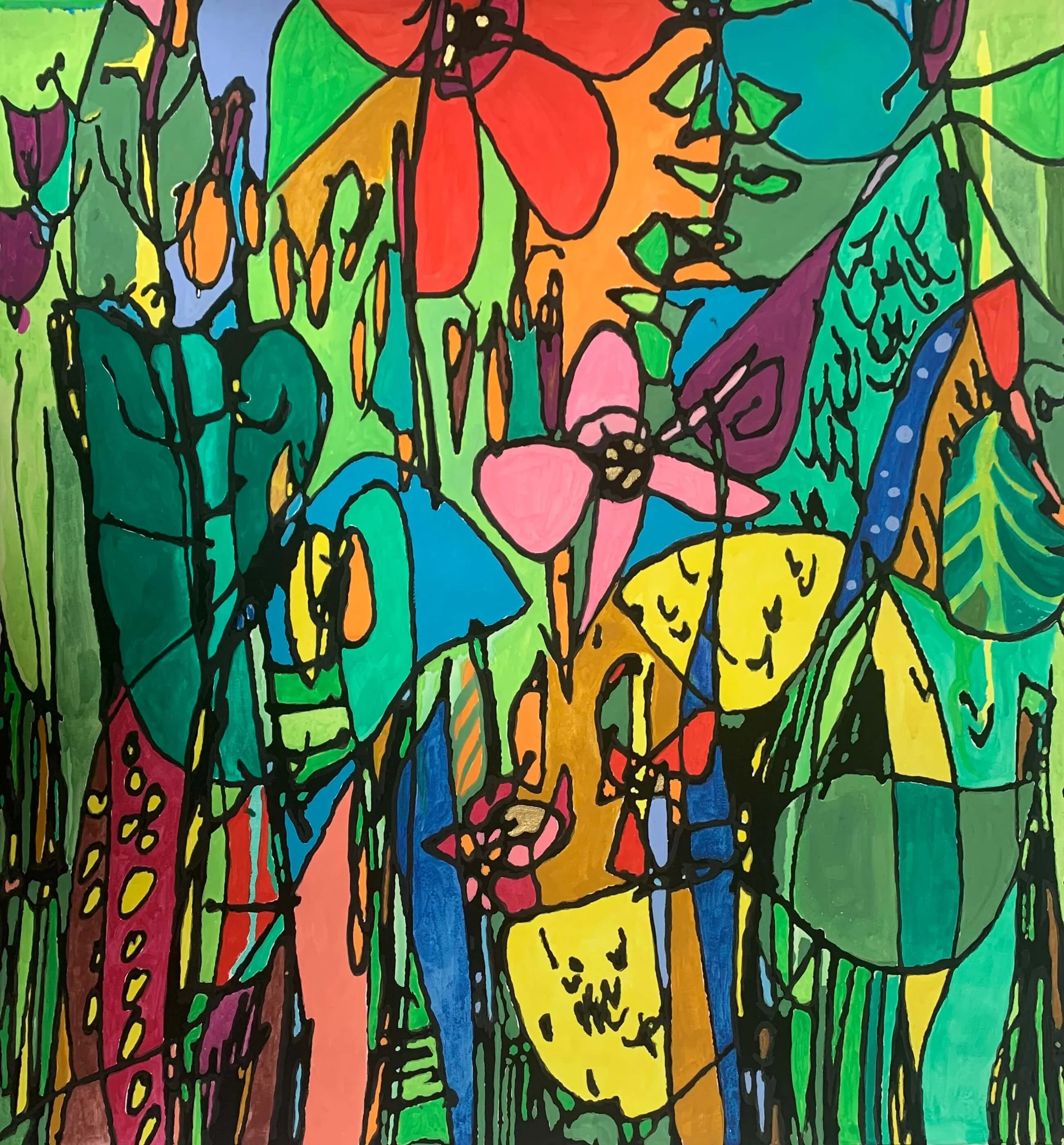 Red flower_ gouache on paper