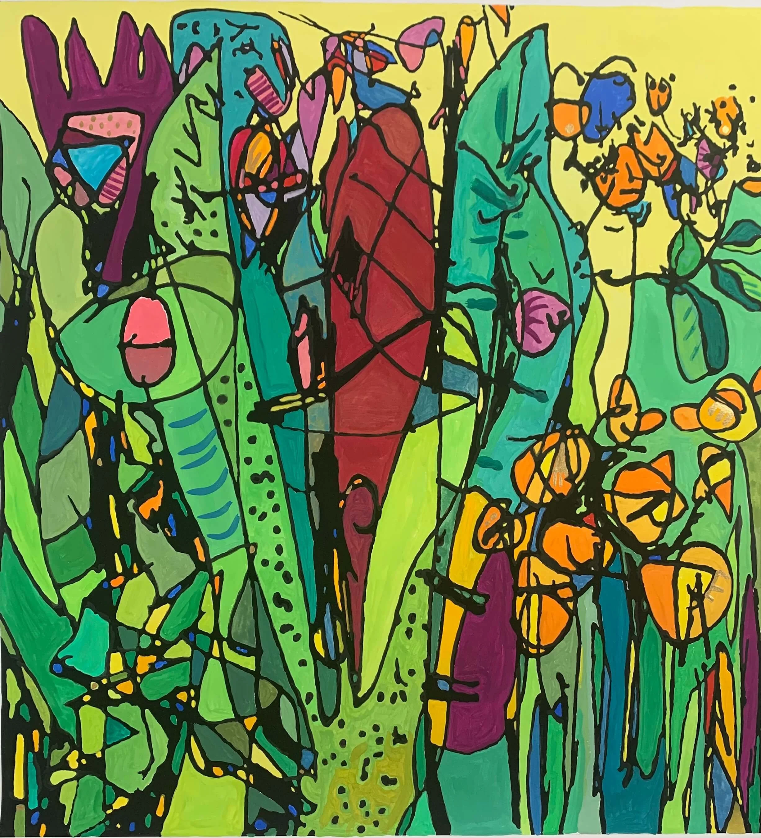 Green leaves_gouache on paper
