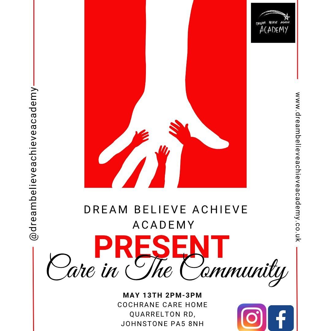 We can&rsquo;t wait to perform at our &ldquo;Care In The Community&rdquo; event for the residents of Cochrane Care Home ❤️🎤 
.
We would love to see as many DBAA students at this event as possible!