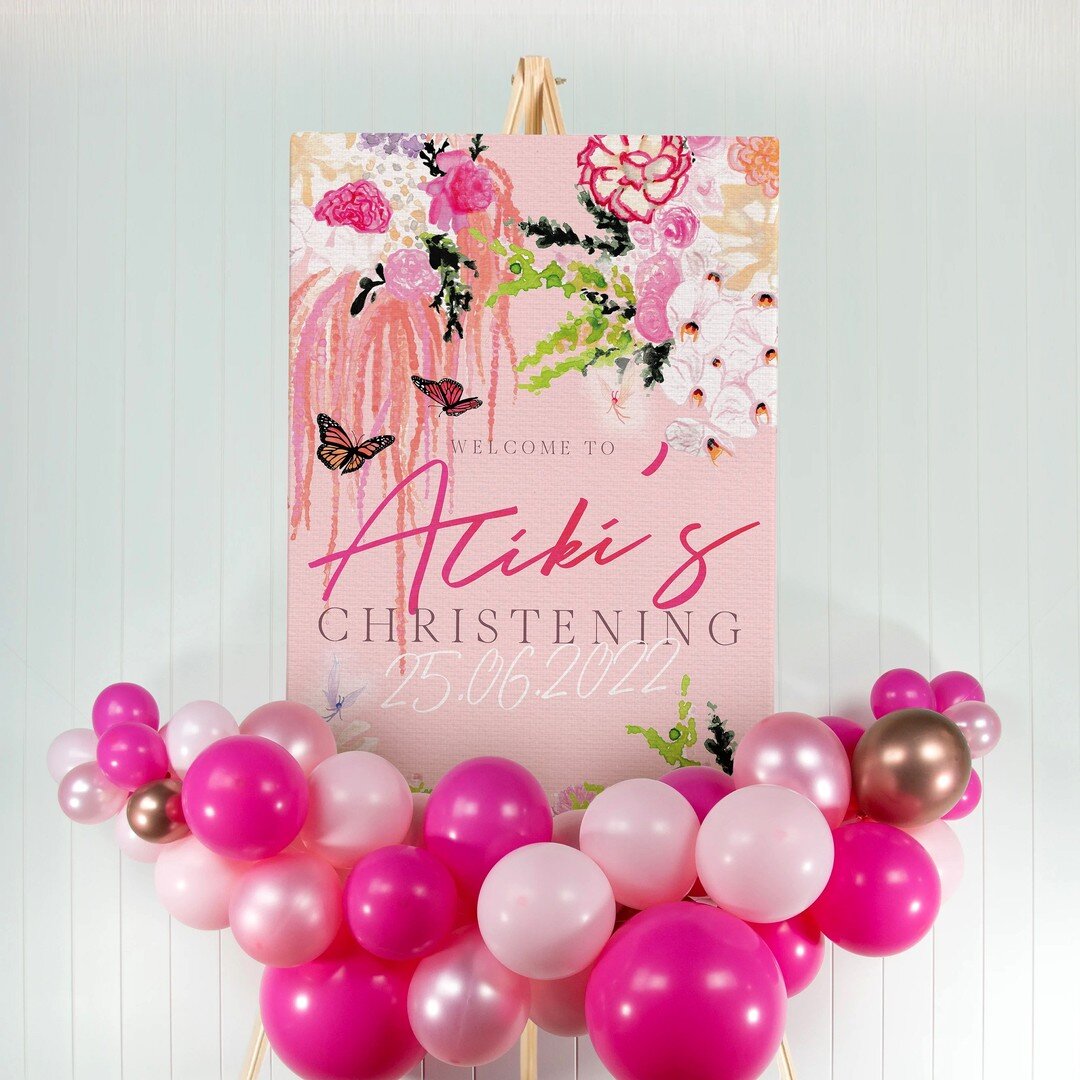 Last weekend, friends and family of Aliki celebrated her Christening and we had the pleasure of designing some custom work for her party!

The brief; enchanted, magical and feminine. The result, beautiful watercolour painted florals and elements. Wha