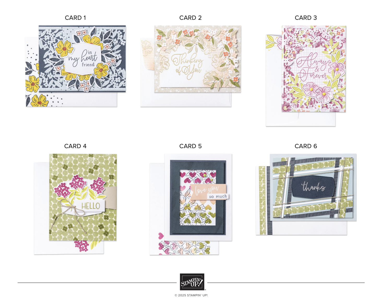 Cards One Thru Six to be made at the Virtual Retreat by Stampin' Up!