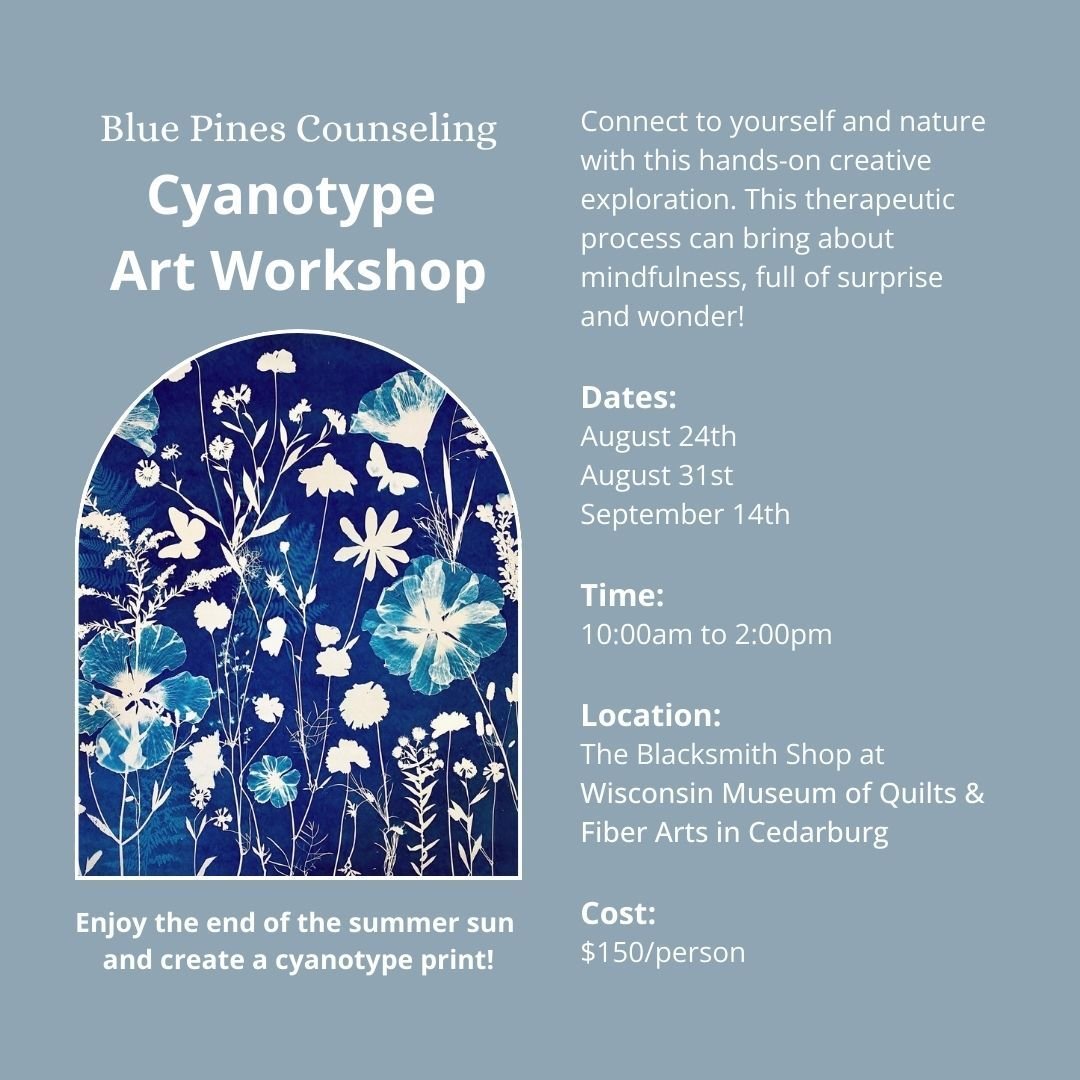 Enjoy the end of the summer sun and create a cyanotype print!

Hosted by art therapist, Autumn Horn, we will explore the therapeutic and creative process of making cyanotypes, from composing personal designs with found objects or photograph negatives