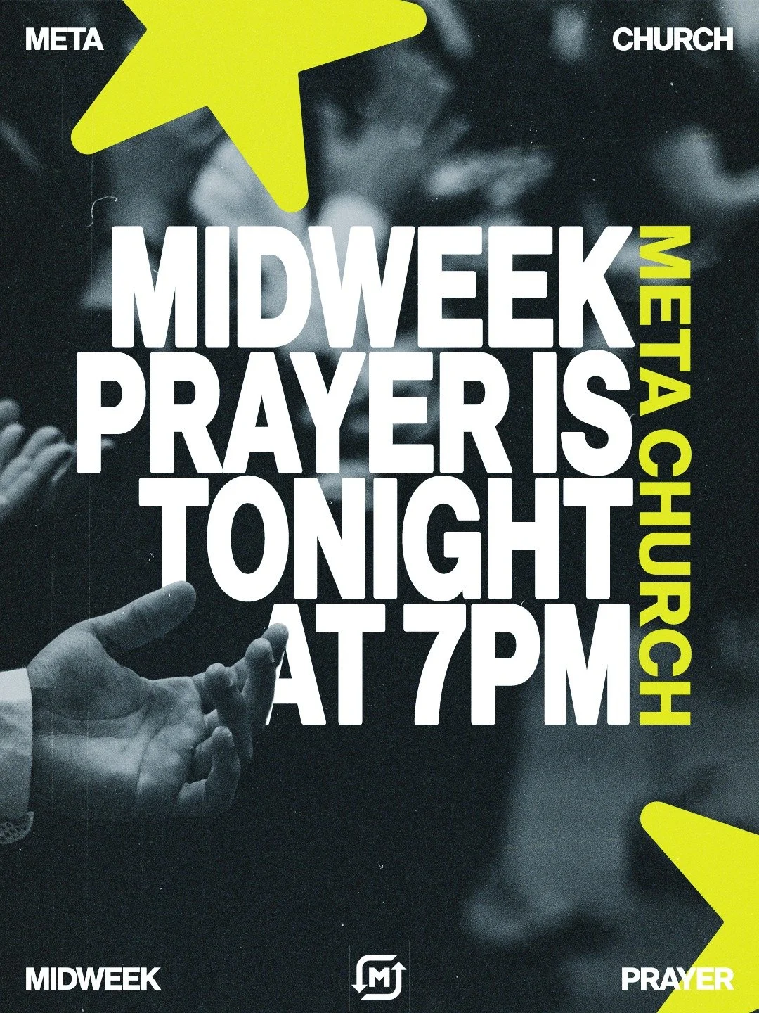 Midweek prayer is happening tonight at Meta Church! Join us at 7PM as we take time to seek God together and lift up our church, city, and one another in prayer. 🙏
