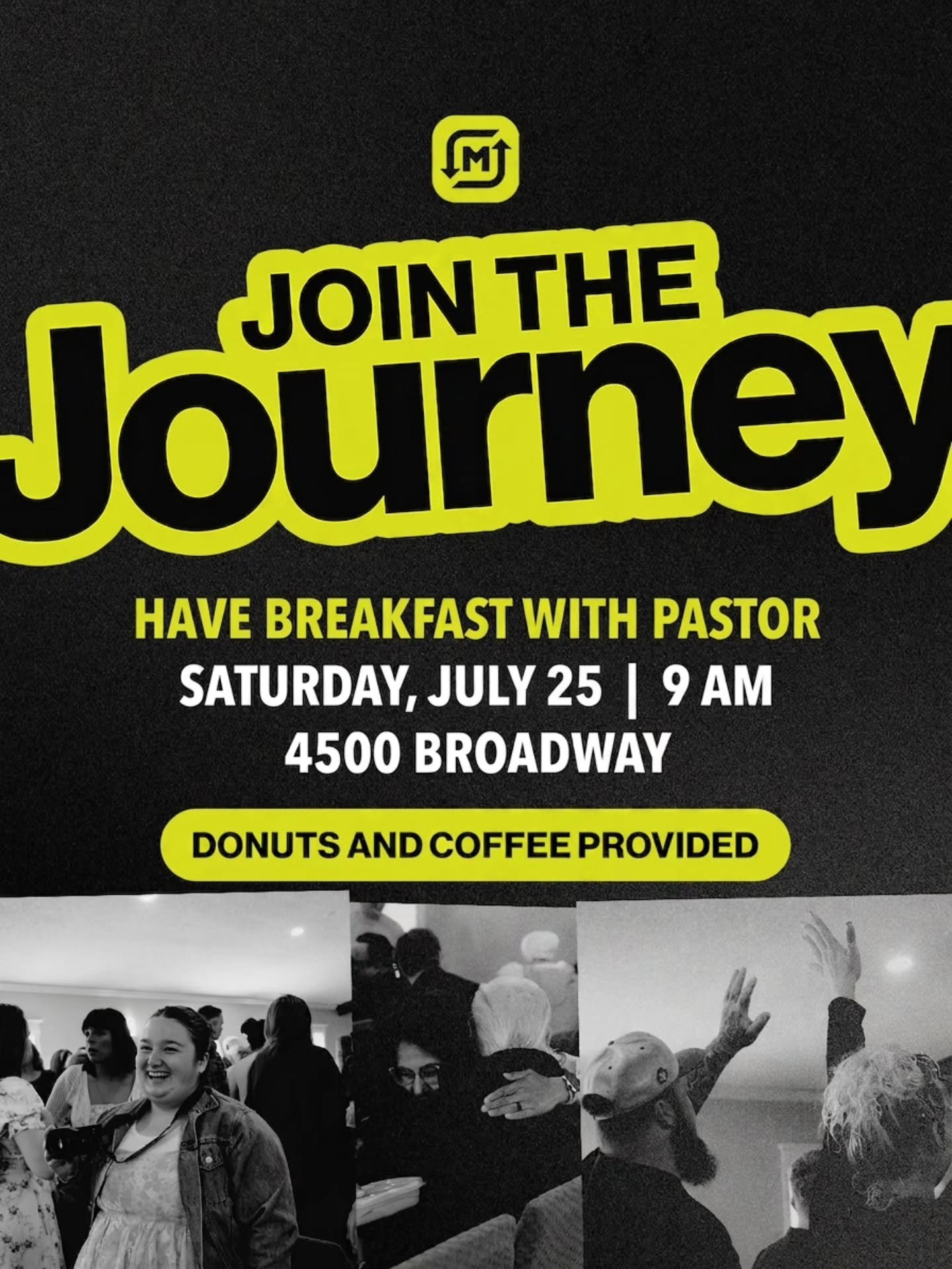 Ready to explore your next steps and get involved at Meta? 

Join us for breakfast with Pastor TOMORROW at 9 AM. Donuts, coffee, and connection awaits! ☕🍩💛