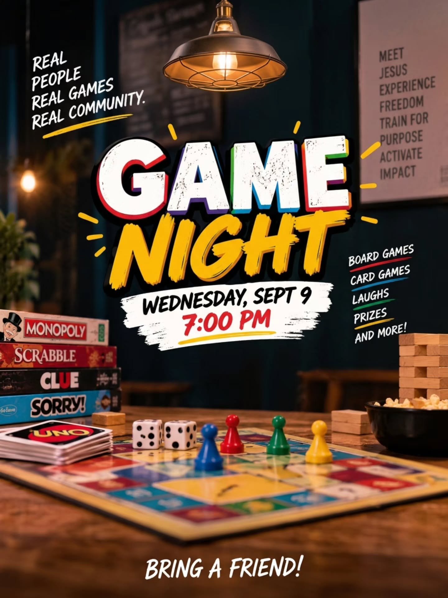 Midweek looks a little different tonight! Join us at 7 PM for Game Night! Kids and youth will still have class, while all adults will be downstairs in the fellowship area for board games, coffee, cookies, and fellowship. Bring your favorite board gam