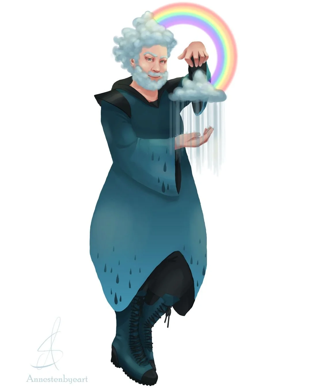 I drew some of my friends as the four elements! This is @glenjamin_rubberduck as water!

#4elements #fourelements #digitalart #krita #kritaart #kritaartist #water #waterelement #elementalmagic  #rainbow #clouds #cloudbeard #rain