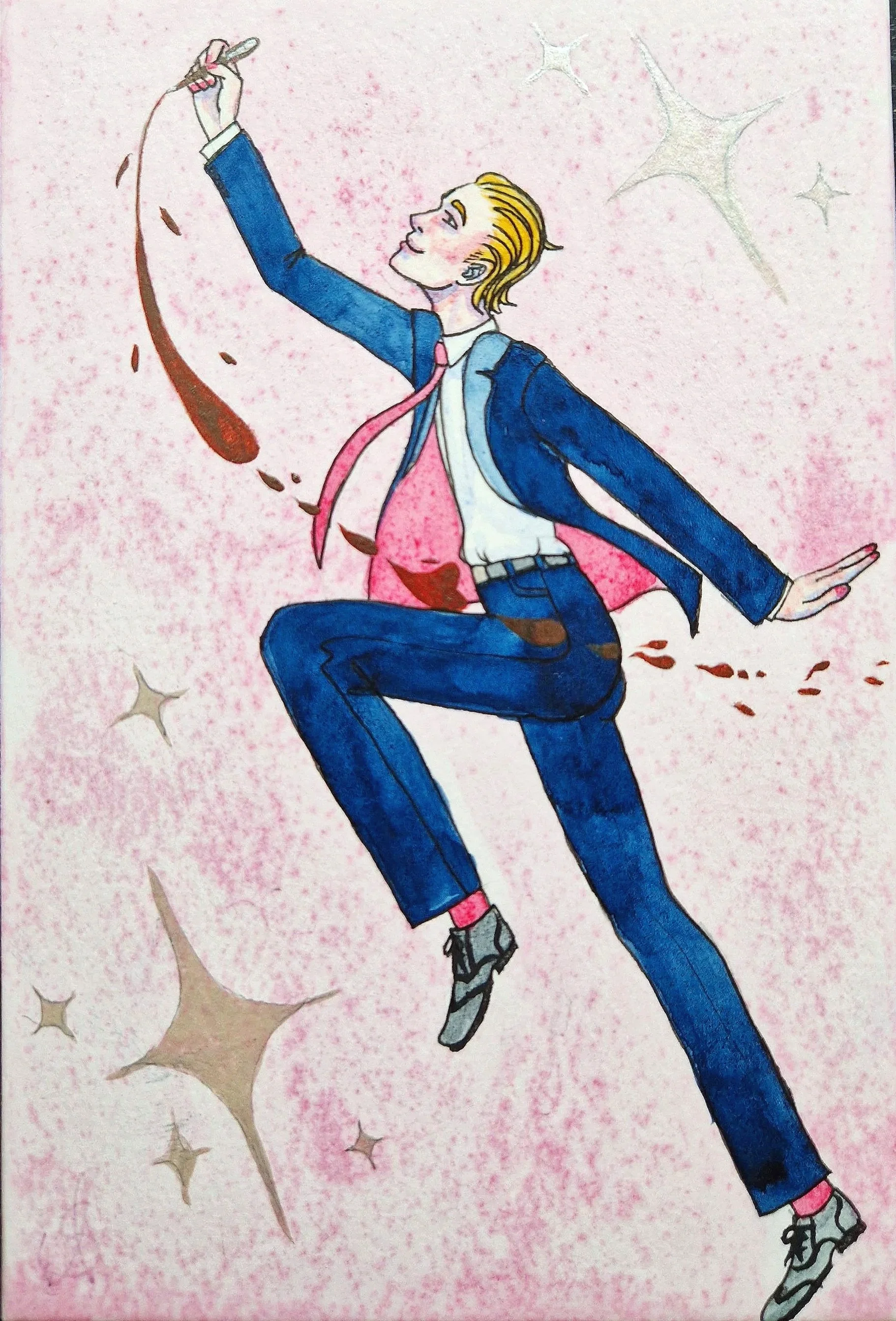 The Might of the Pen
 - Watercolour and metallic watercolour on watercolour canvas.