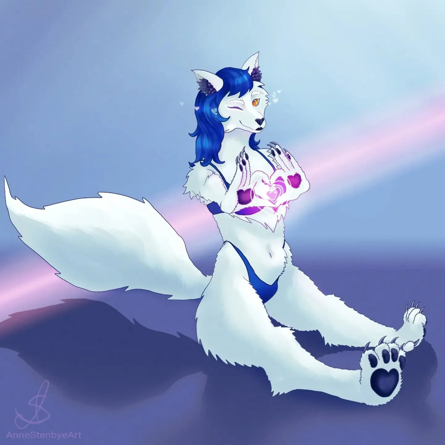 Trying for VGen again 🥳 this is my submission to the Paws Challenge. She's an arctic fox showing off her cute paws ☺️

#furryart #vgencode #vgen #vgenchallenge #paws