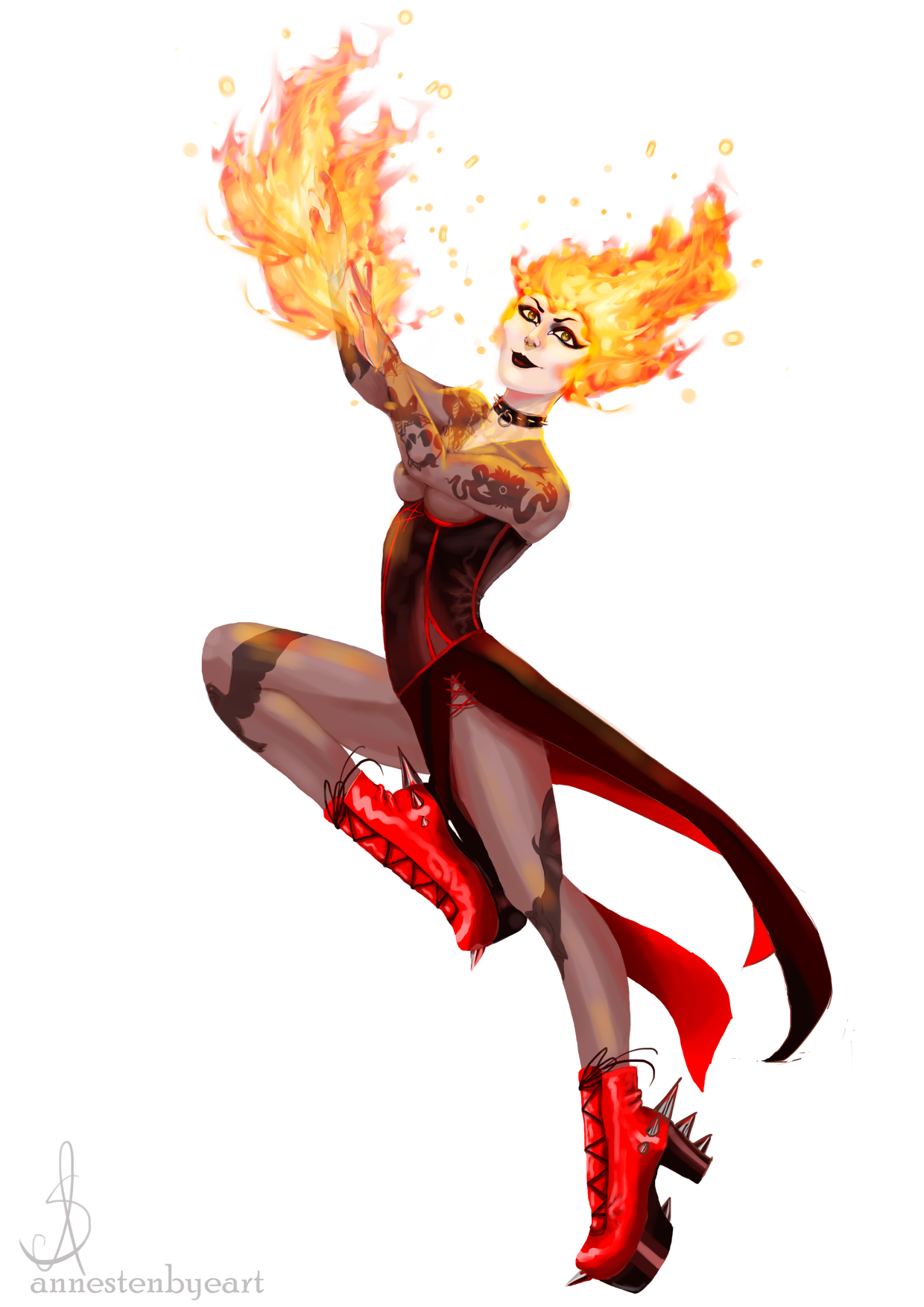 Elemental character art inspired by a friend. Fire. - Digital artwork made in Krita.