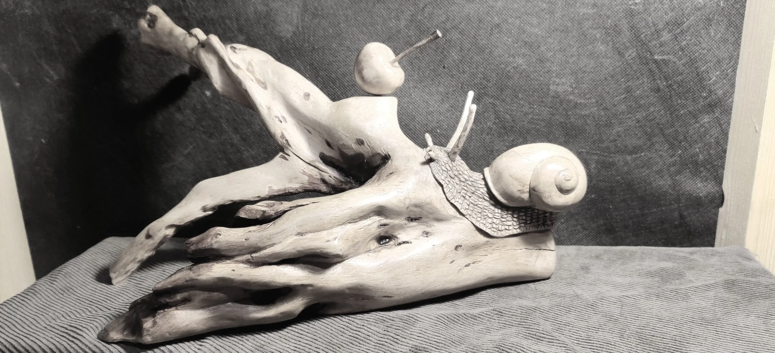 SOLD - Snail in hazel root