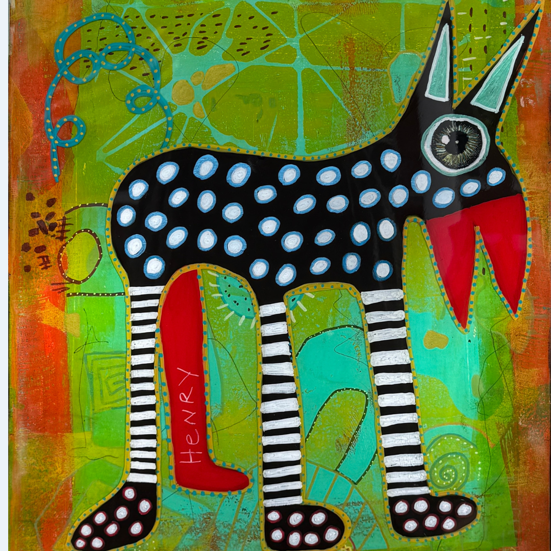 Modern Folk Art Animals: Acrylic Painting on Wood Panel: Saturday 3/28 + Sunday 3/29, noon- 4PM with local artist Michelle Hamilton. TWO SPOTS REMAINING
