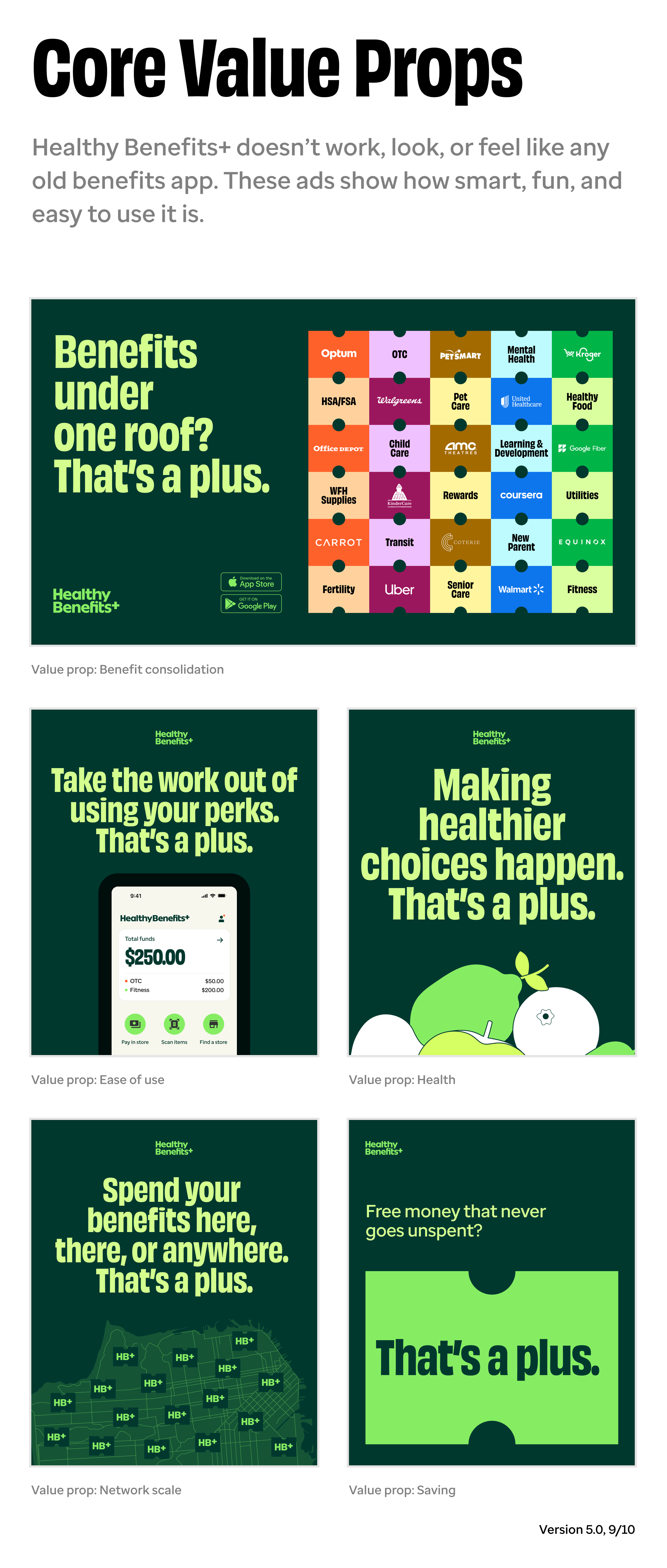 I worked with our strategy team to distill the Healthy Benefits+ value props.