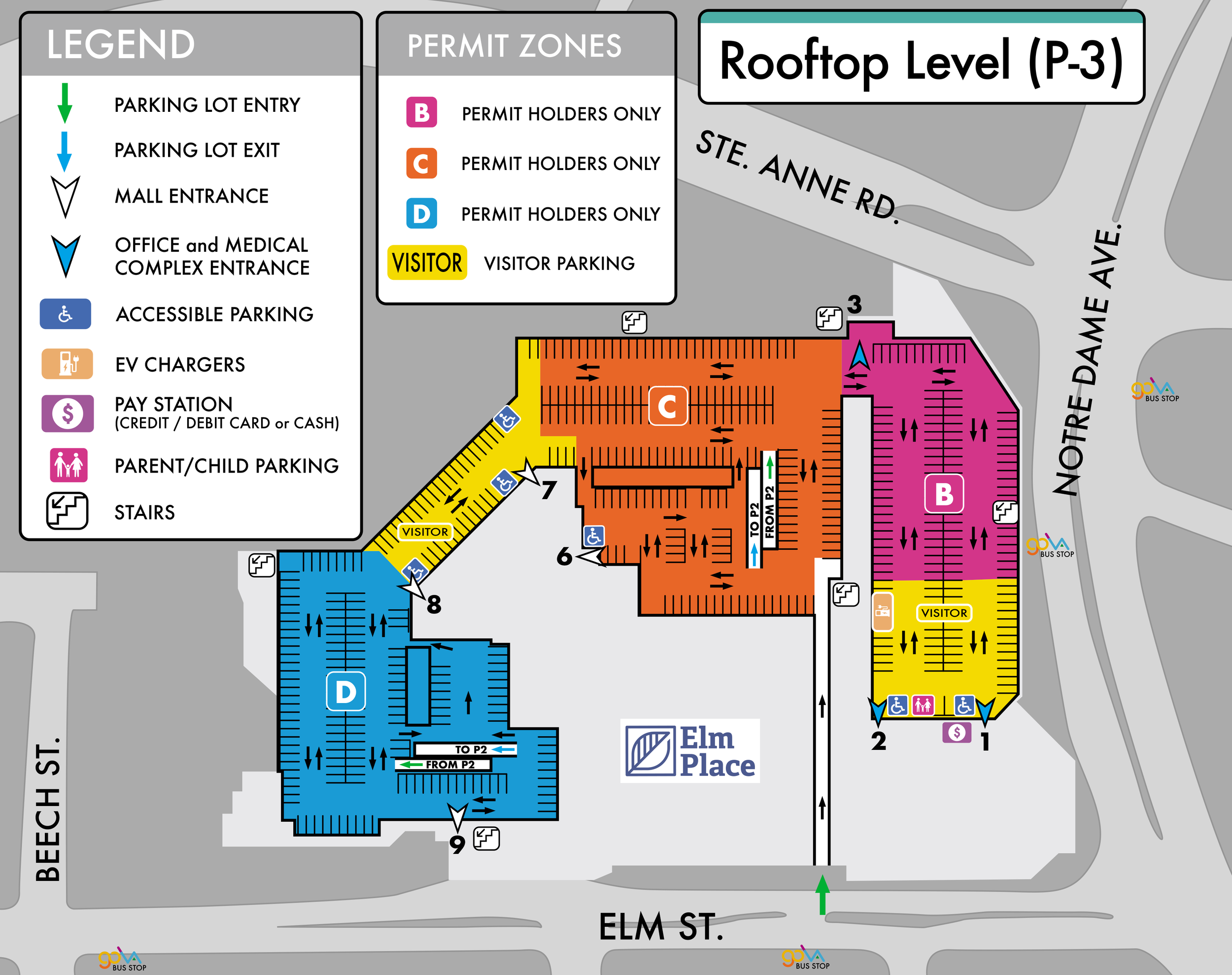 Elm Place Parking Facility Maps - Rooftop Level P3