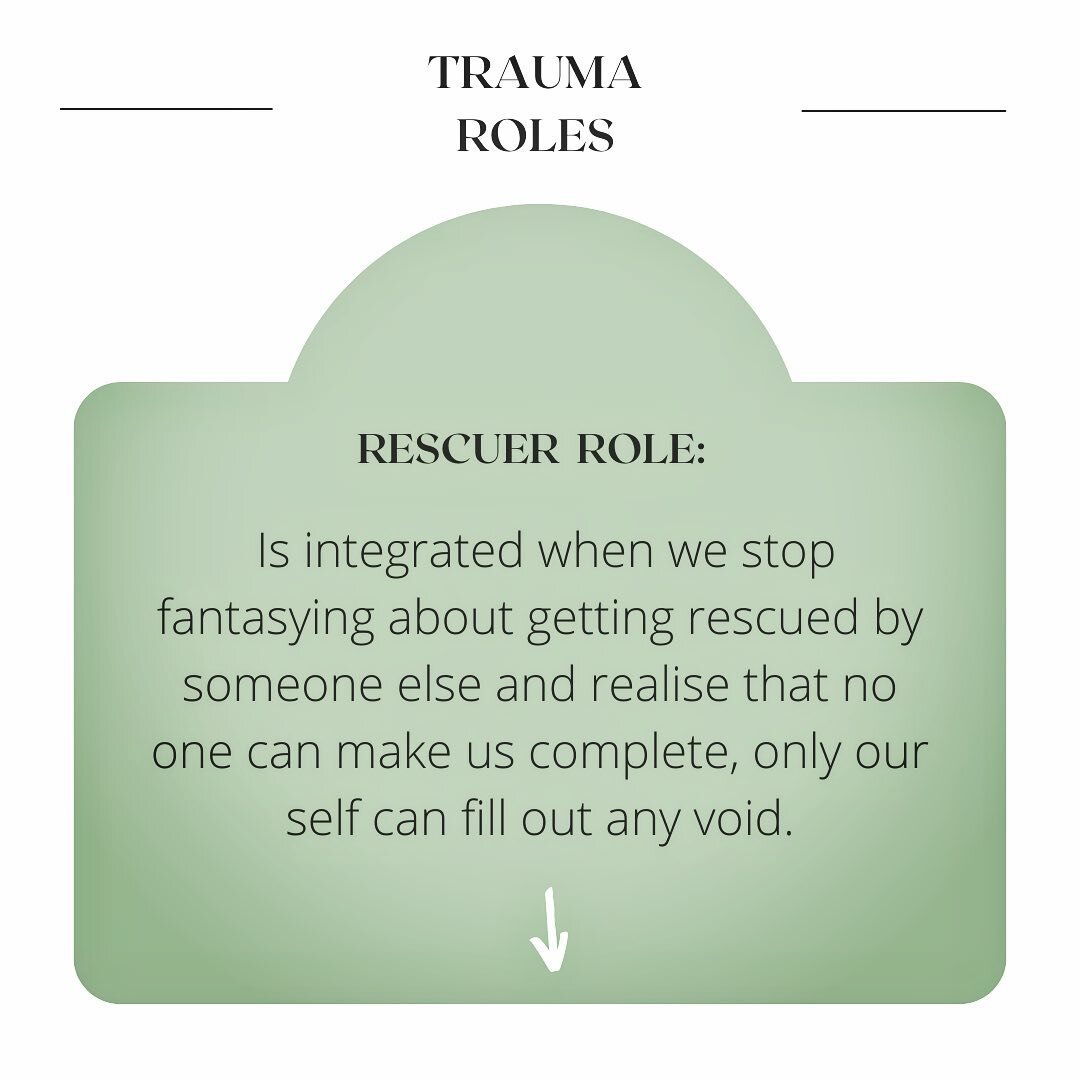 When we carry unresolved trauma, we often tend to cycle through four different trauma roles, until we learn how to integrate the roles. 
&nbsp;
One of them is the Rescuer role. Once we get aware and acknowledge where and how the trauma role pattern s