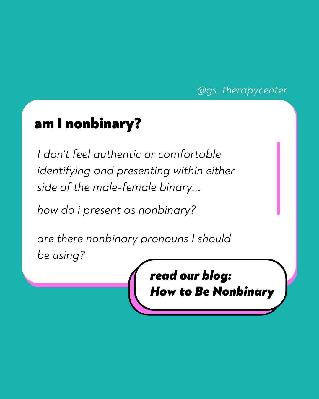 Check out our most recent blog post, How to be Nonbinary!

Link in our bio! 

#nonbinary #gendernonconforming #genderqueer #lgbtq #transaffirming #lgbtqaffirming