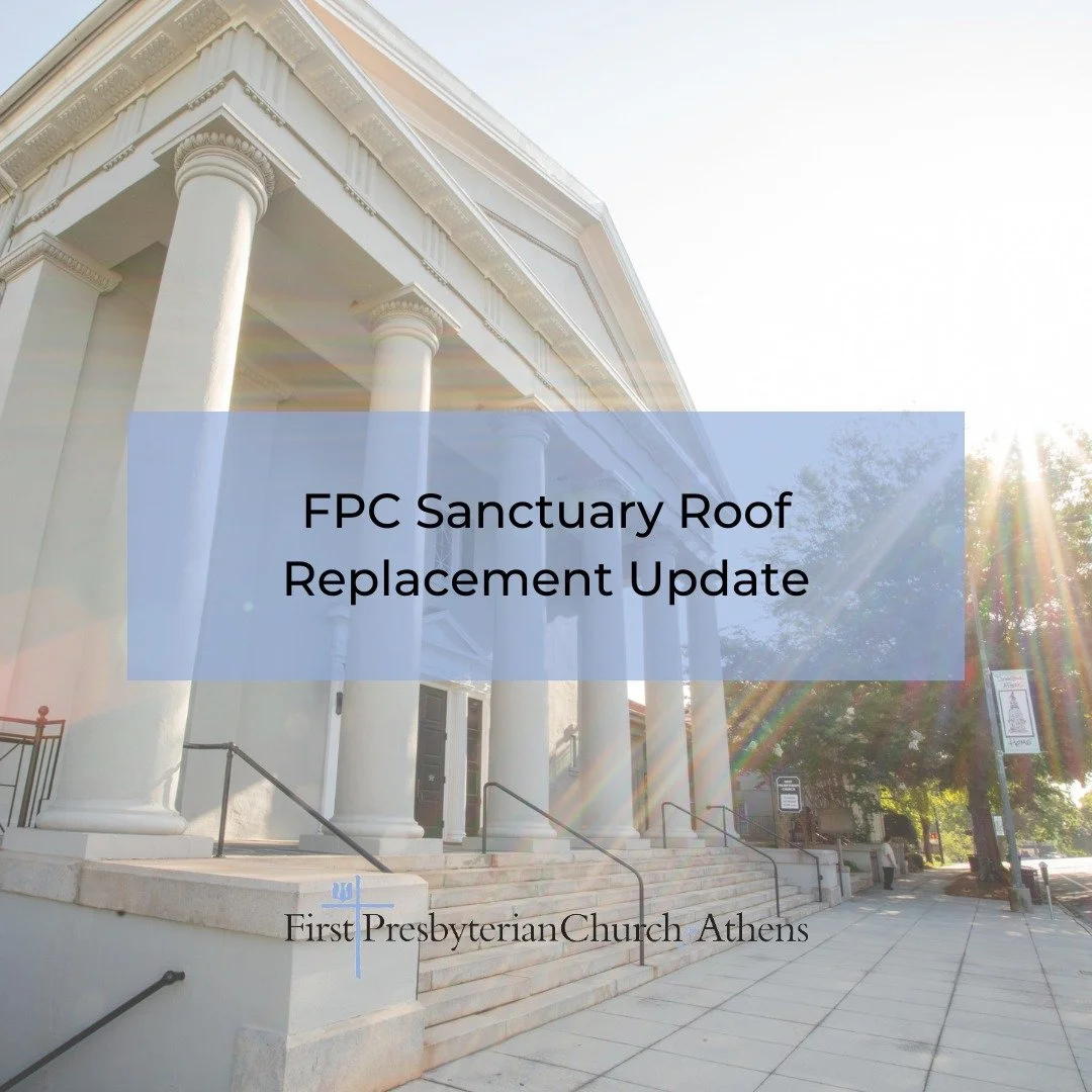 Dear friends,

First Presbyterian Church will start replacing the roof of our Sanctuary on Monday, October 6, and is projected to finish by Friday, October 17 or earlier depending on weather. This will have an impact on our parking capacity as the up