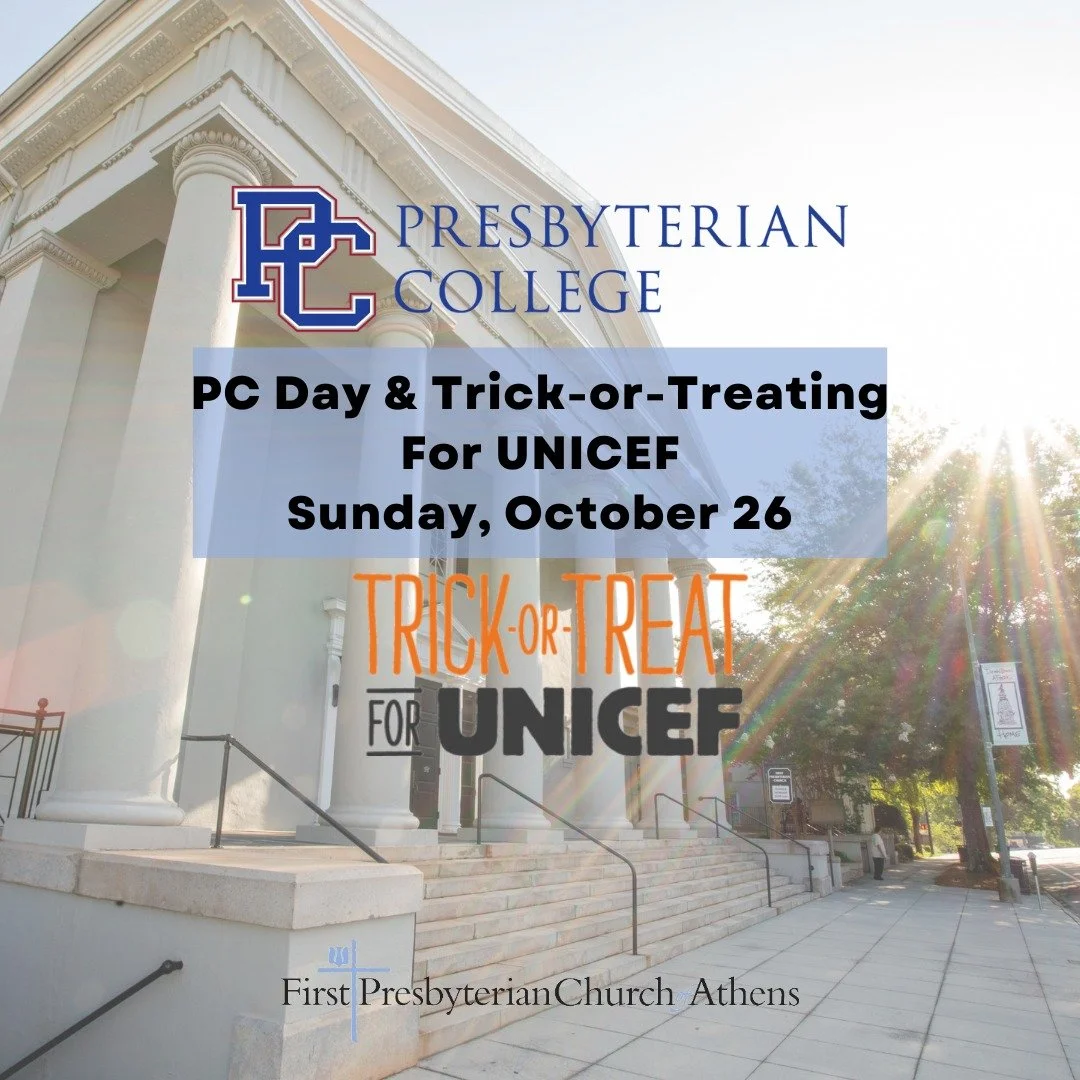 PC Day - The Rev. Dr. Buz Wilcoxon Preaching 
Sunday, October 26 
Join us this Sunday at 8:45 and 11:00 a.m. as the Chaplain and Musicians from Presbyterian College join us for worship. A reception will be held in the Atrium following the 11:00 a.m.