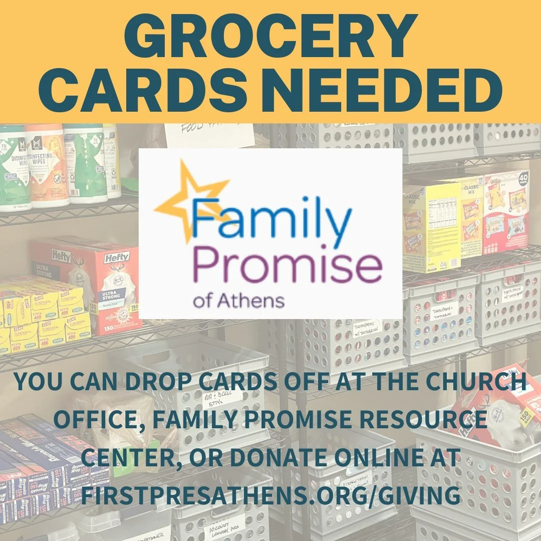 Family Promise Grocery Gift Cards Needed

In years past, Mission &amp; Outreach Commission asked the congregation to donate gift cards that would be given to Casa de Amistad to help Latino and Hispanic families during the holiday season. This year, C