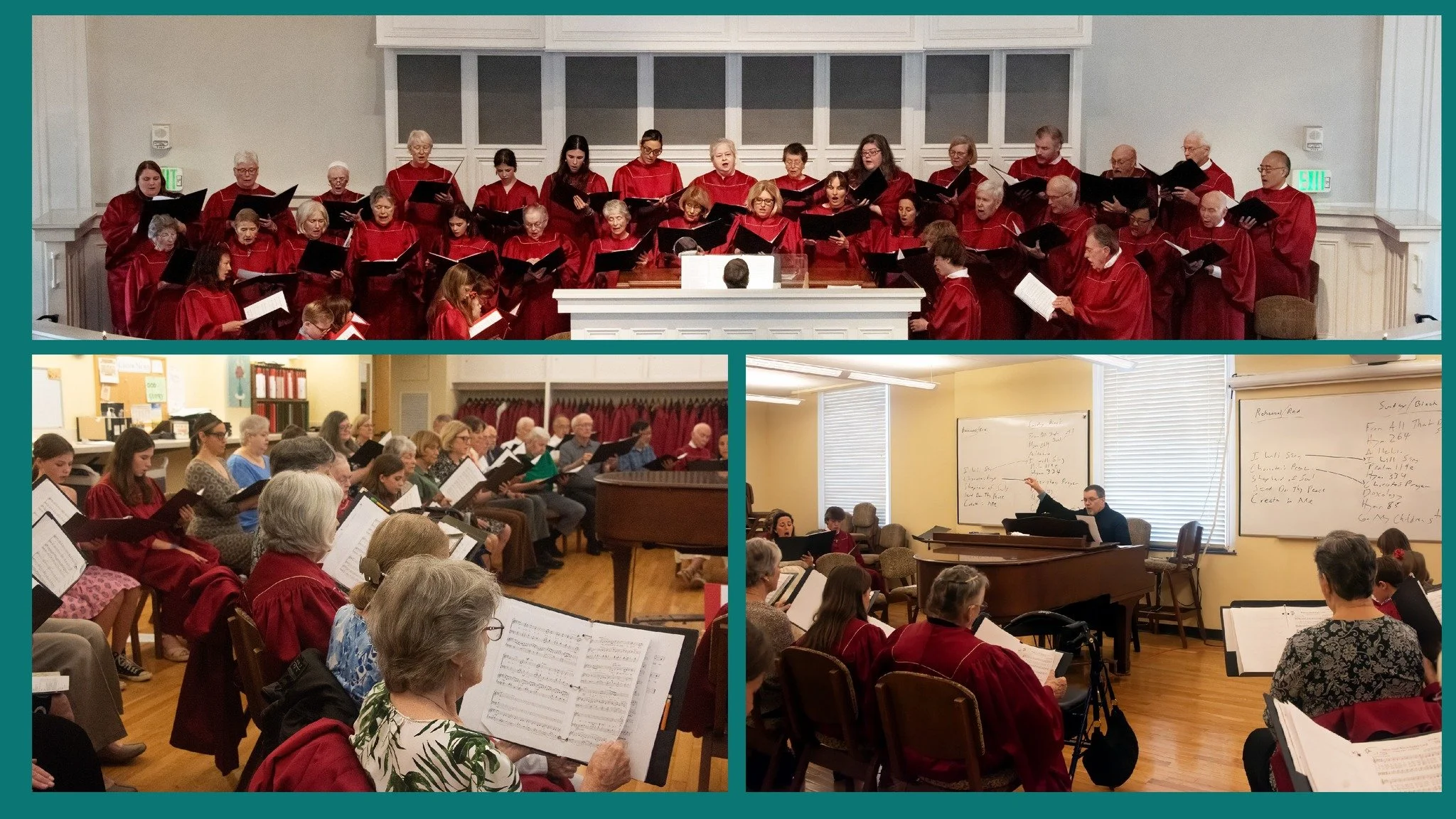 Choir Rehearsals Resume

Chancel Choir - Wednesday, August 19, 6:30 p.m., Room 202
Handbell Choir &ndash; Monday, August 24, 5:30 p.m. Room 205 
Cherub Choir &ndash; starting this Fall, Cherub Choir will meet during children&rsquo;s Sunday School
St.